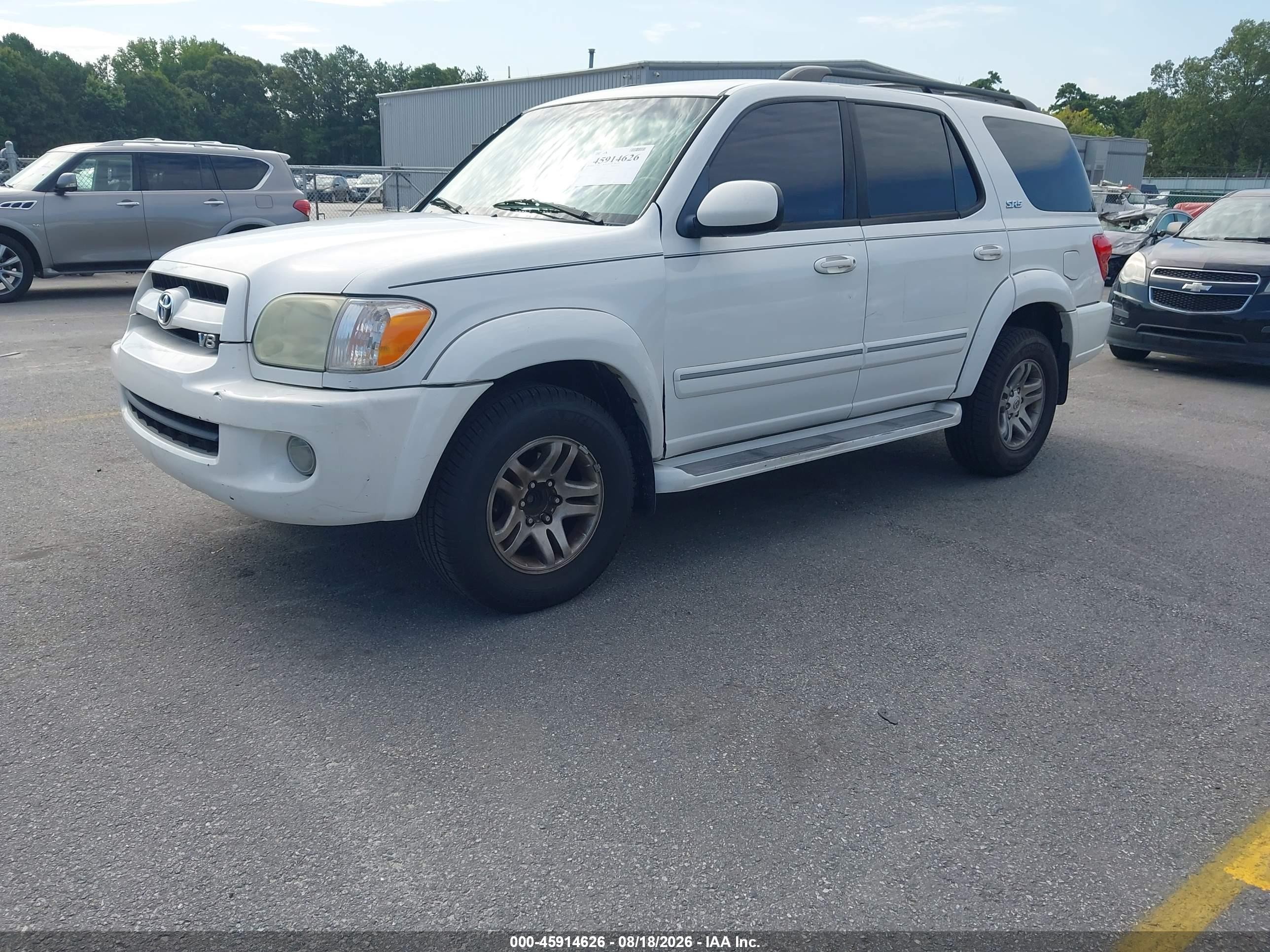 2007 Toyota Sequoia Sr5 White vin: 5TDZT34A37S288607