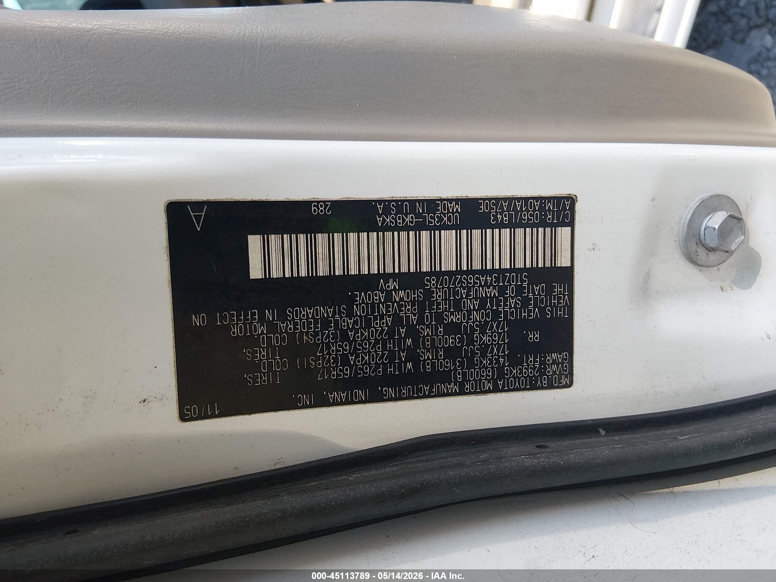 2006 Toyota Sequoia Sr5 V8 Белый vin: 5TDZT34A56S270785