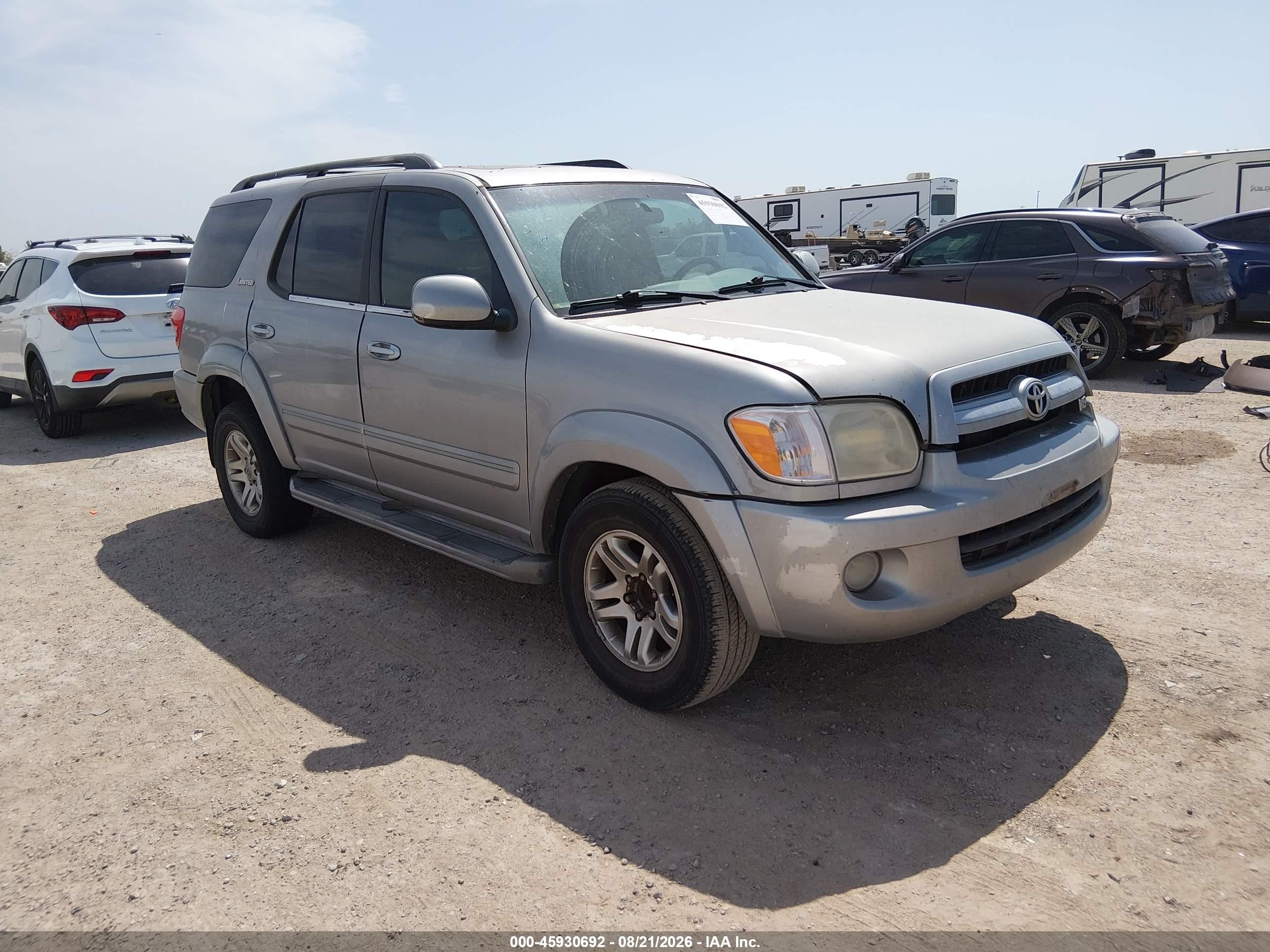 2005 Toyota Sequoia Sr5 V8 Gray vin: 5TDZT34A65S248583
