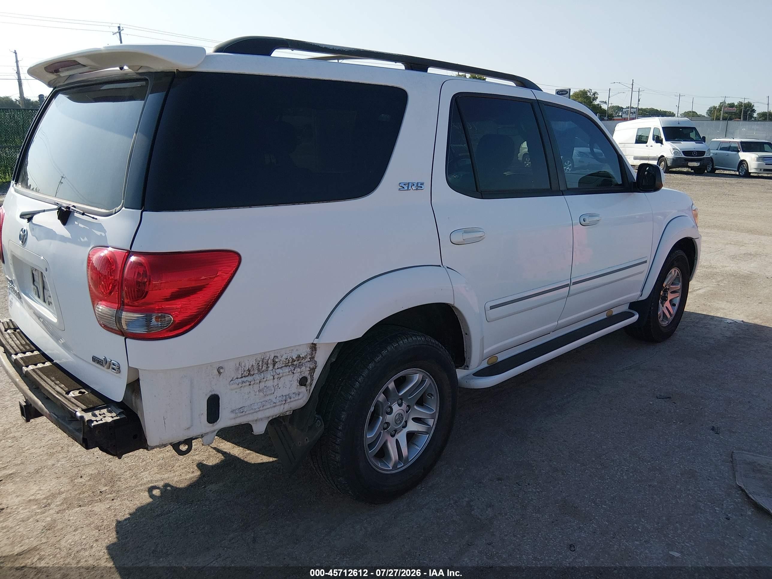 2007 Toyota Sequoia Sr5 White vin: 5TDZT34A67S296054