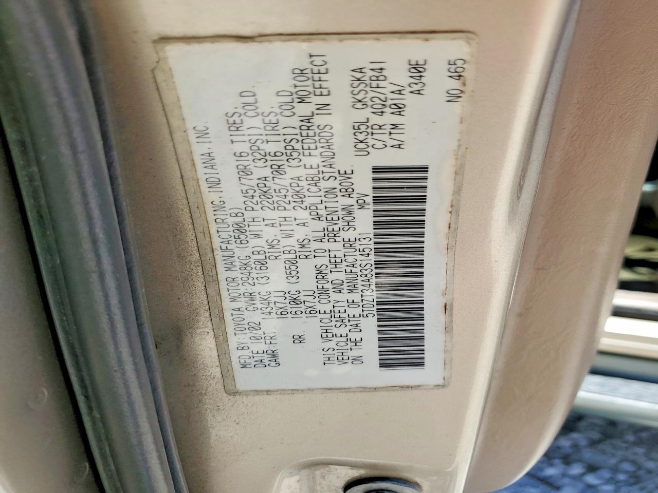 2003 Toyota Sequoia Sr5 Gray vin: 5TDZT34A83S145131