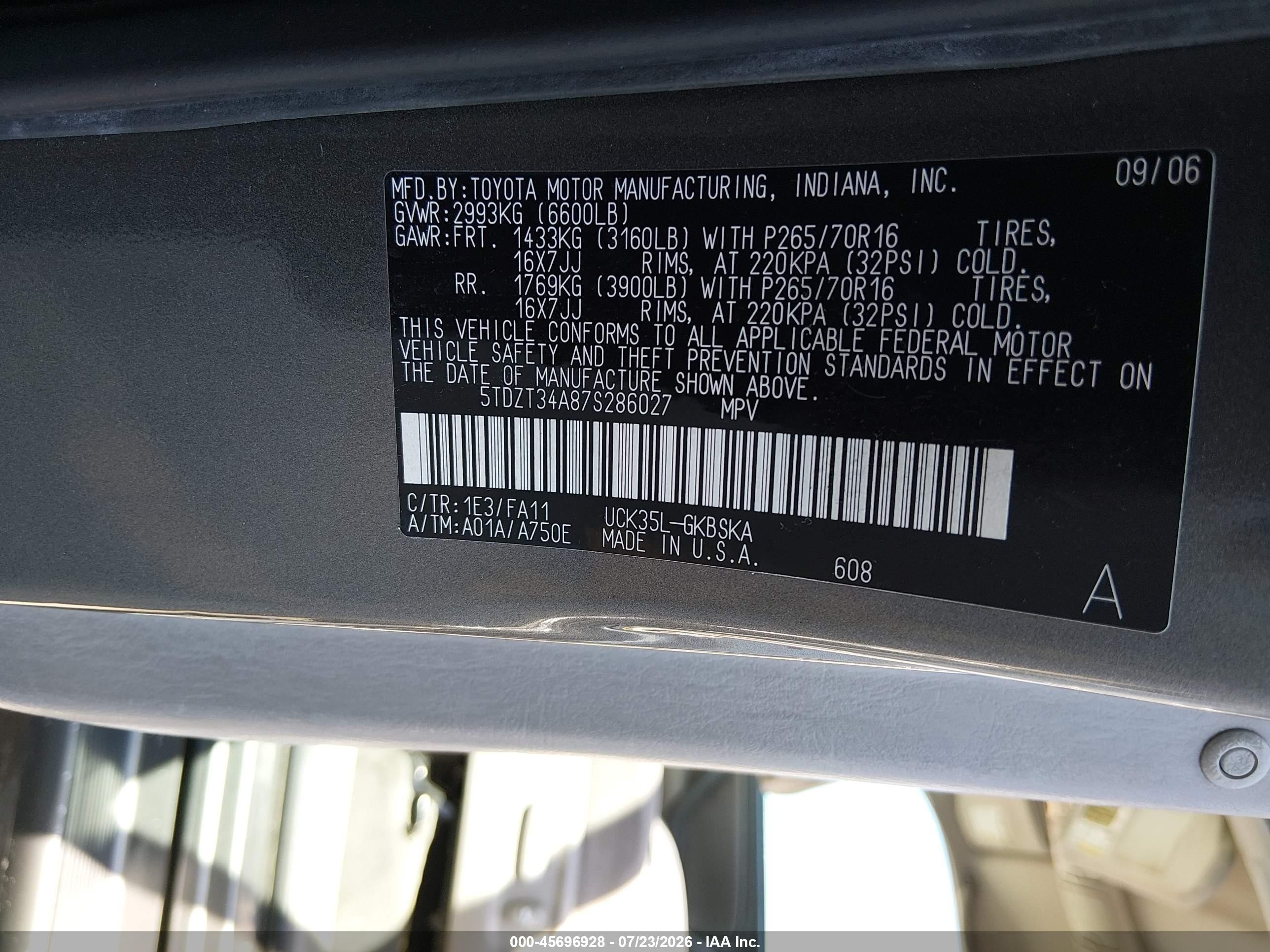 2007 Toyota Sequoia Sr5 Gray vin: 5TDZT34A87S286027