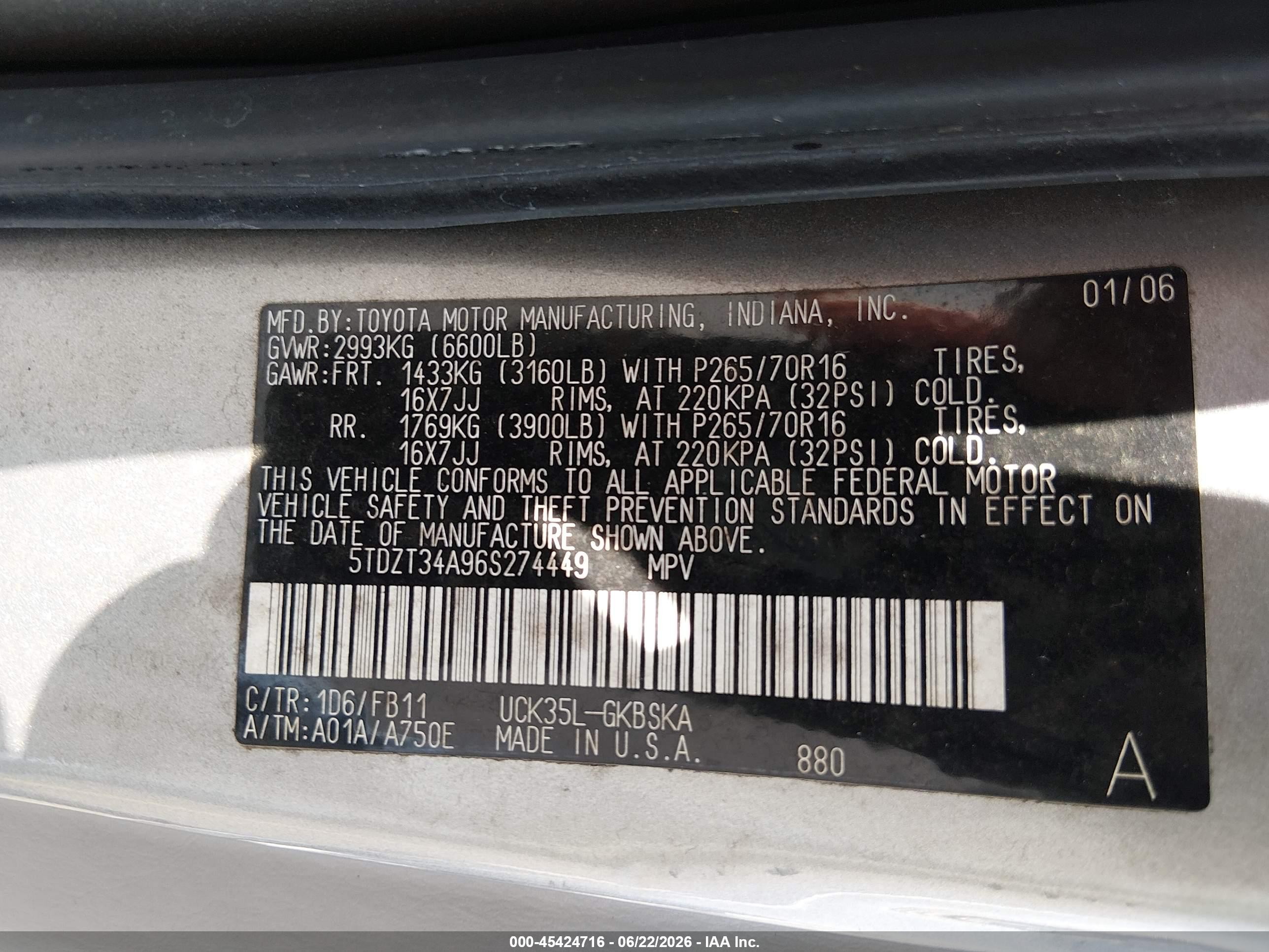 2006 Toyota Sequoia Sr5 V8 Серый vin: 5TDZT34A96S274449