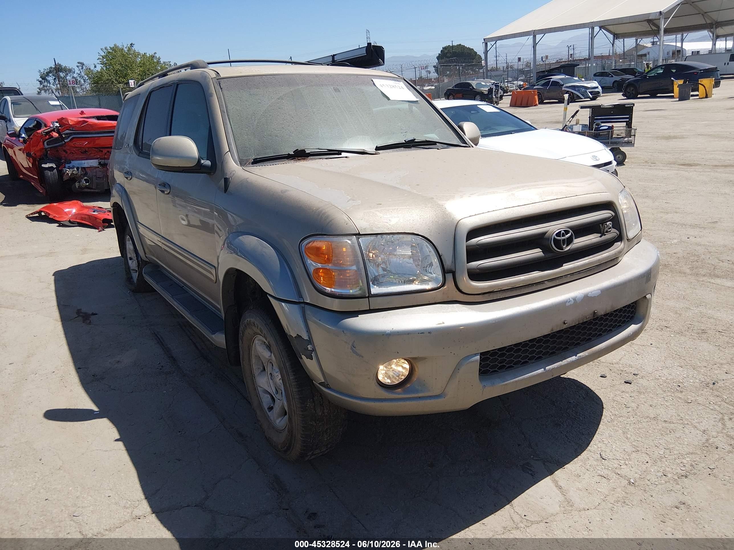 2002 Toyota Sequoia Sr5 V8 Gold vin: 5TDZT34AX2S088154