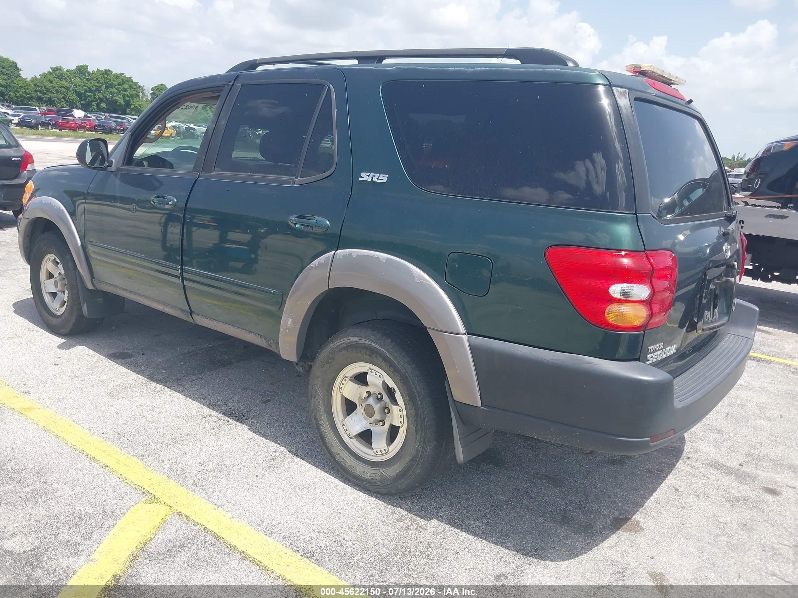 2002 Toyota Sequoia Sr5 V8 Green vin: 5TDZT34AX2S119998