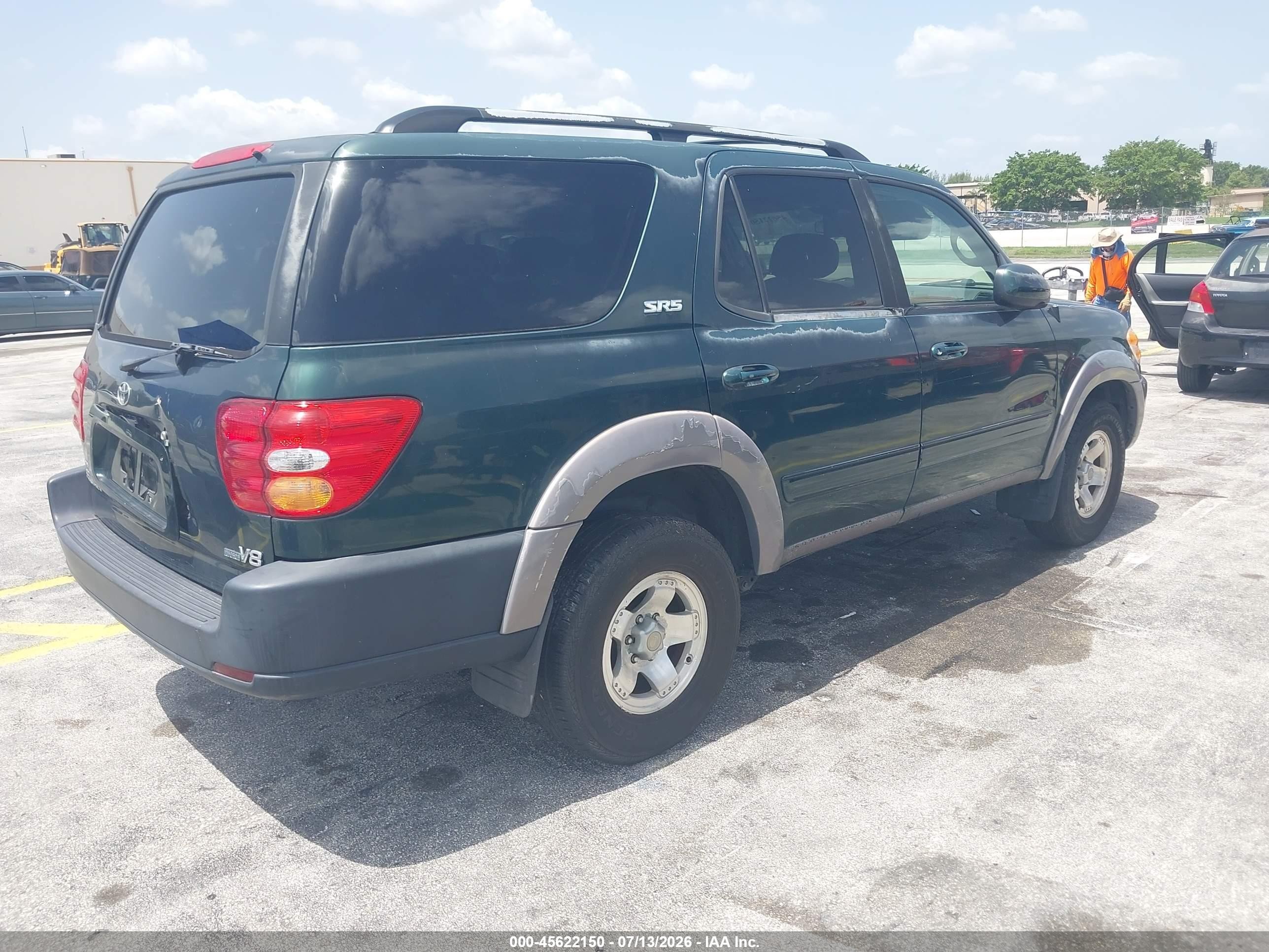 2002 Toyota Sequoia Sr5 V8 Green vin: 5TDZT34AX2S119998