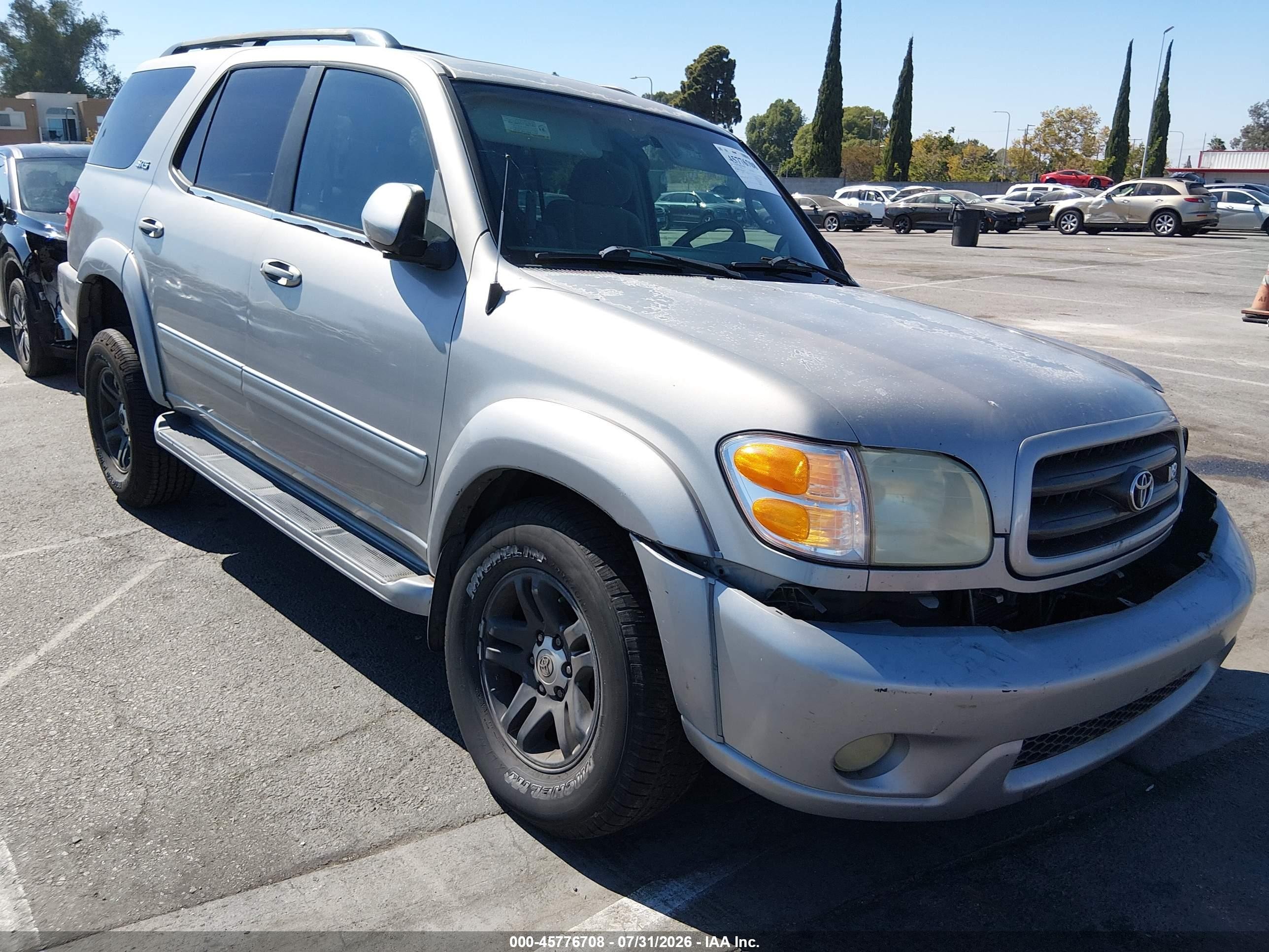 2003 Toyota Sequoia Sr5 V8 Silver vin: 5TDZT34AX3S187218