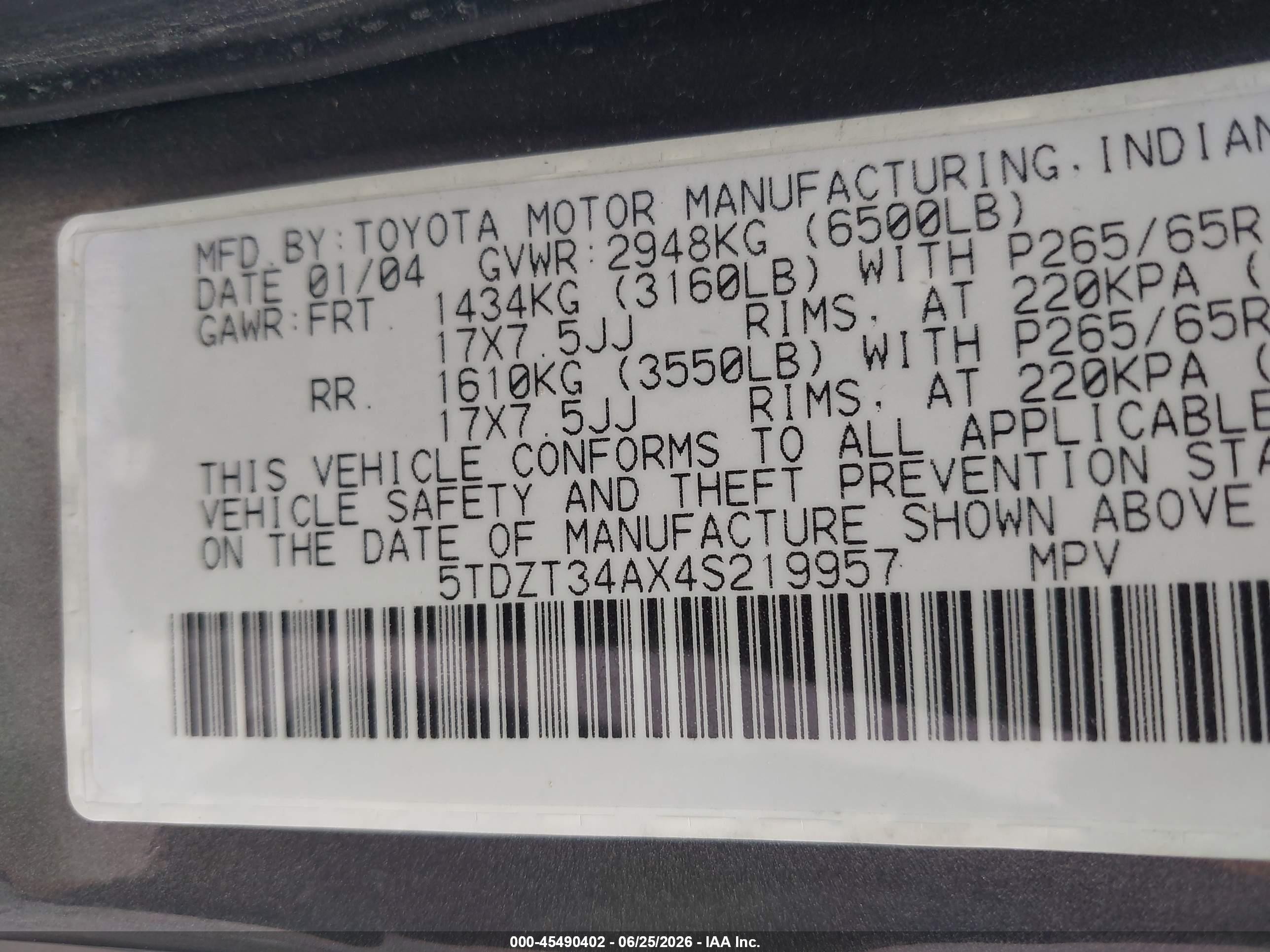 2004 Toyota Sequoia Sr5 V8 Gray vin: 5TDZT34AX4S219957