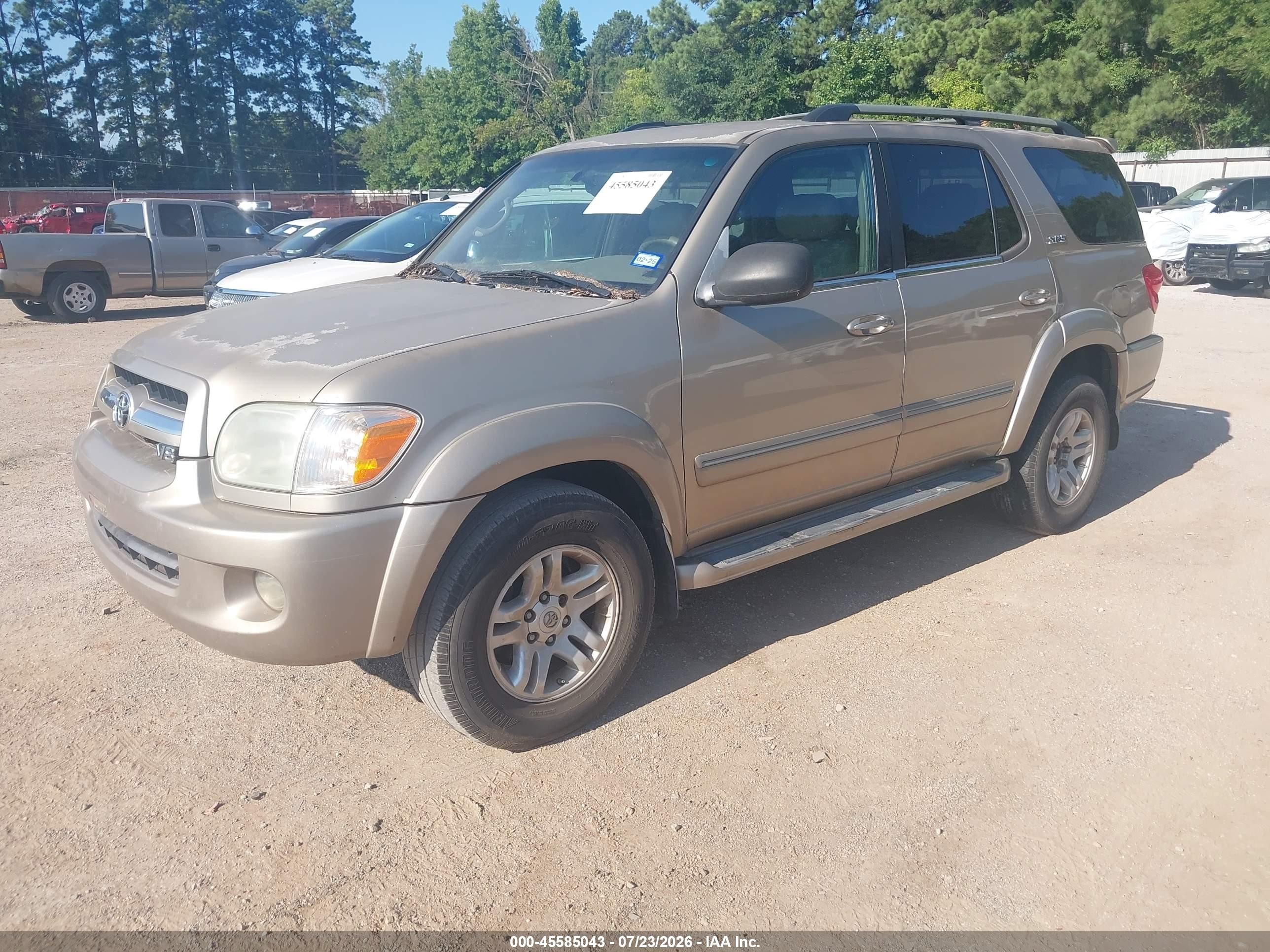 2005 Toyota Sequoia Sr5 V8 Champagne vin: 5TDZT34AX5S244682