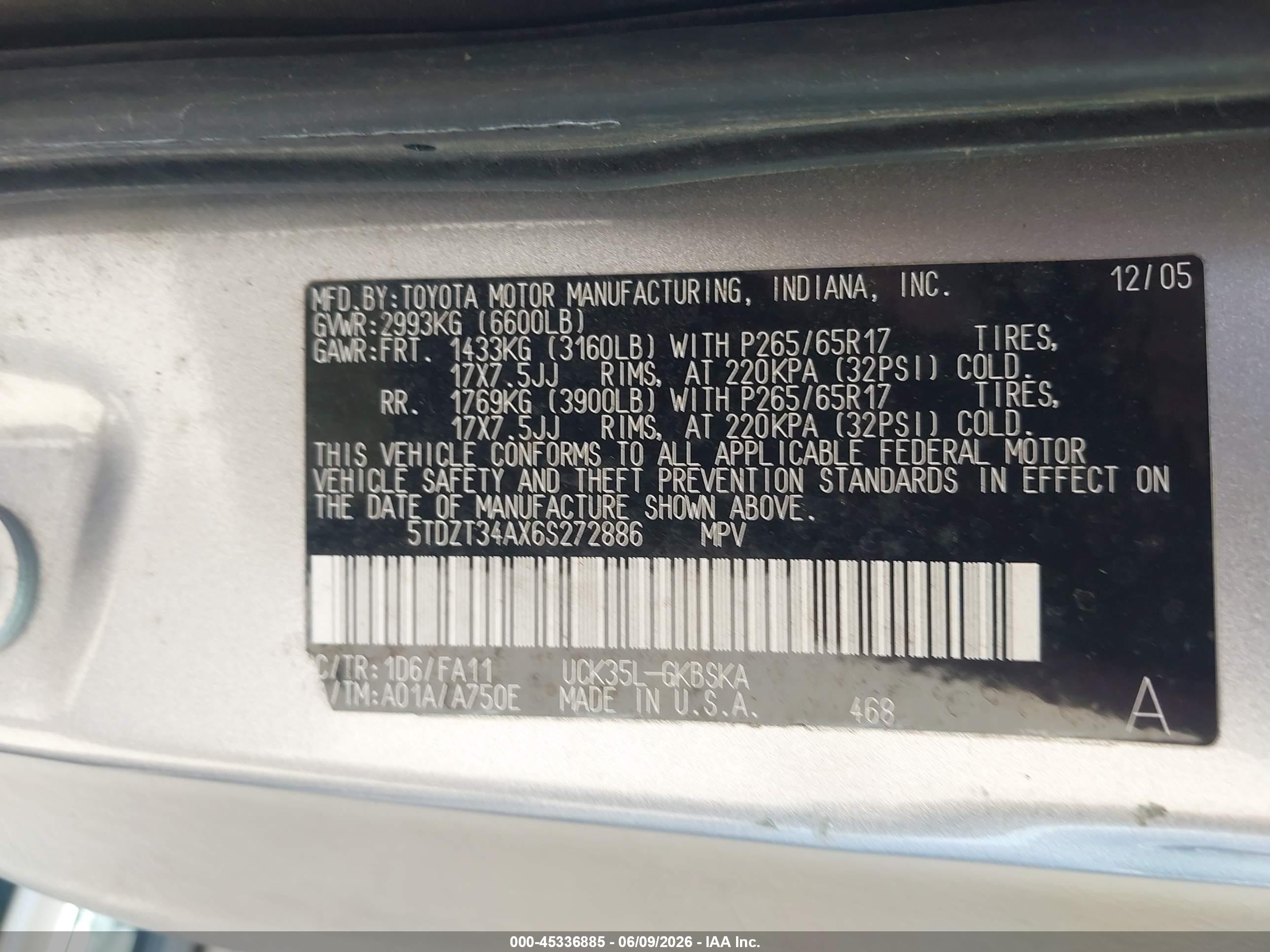 2006 Toyota Sequoia Sr5 V8 Silver vin: 5TDZT34AX6S272886