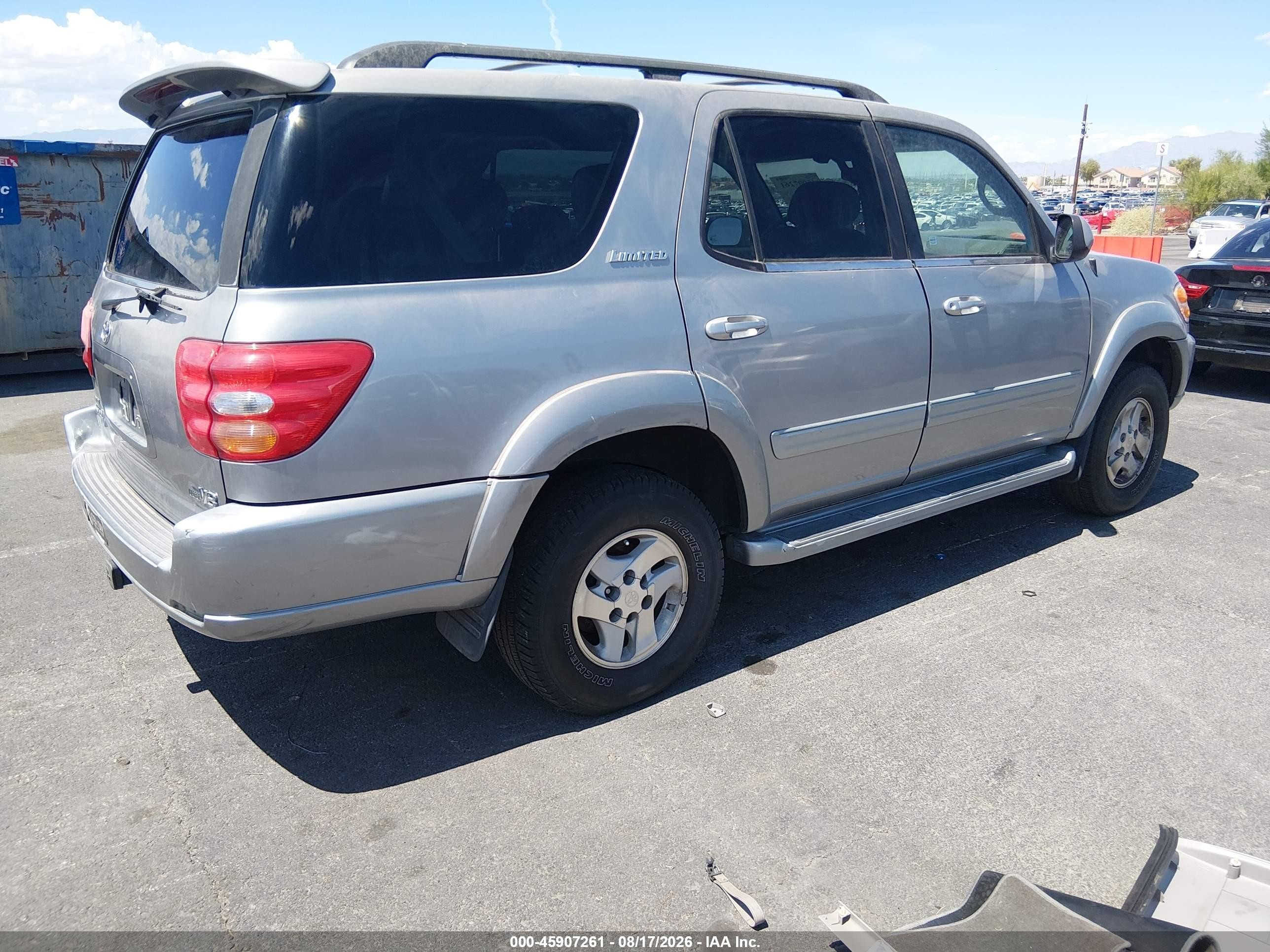 2001 Toyota Sequoia Limited V8 Gray vin: 5TDZT38A01S043295