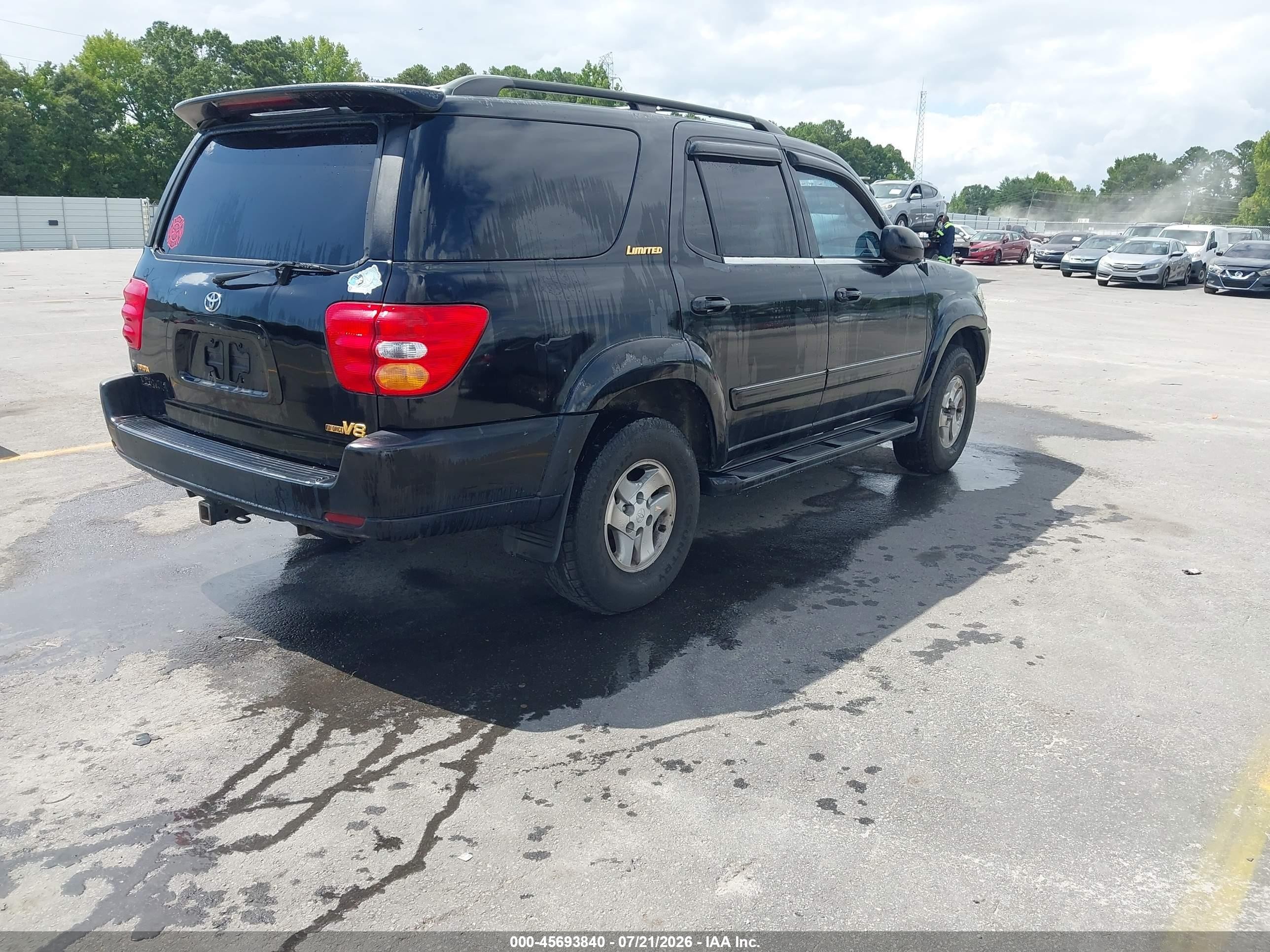 2001 Toyota Sequoia Limited V8 Black vin: 5TDZT38A11S033181