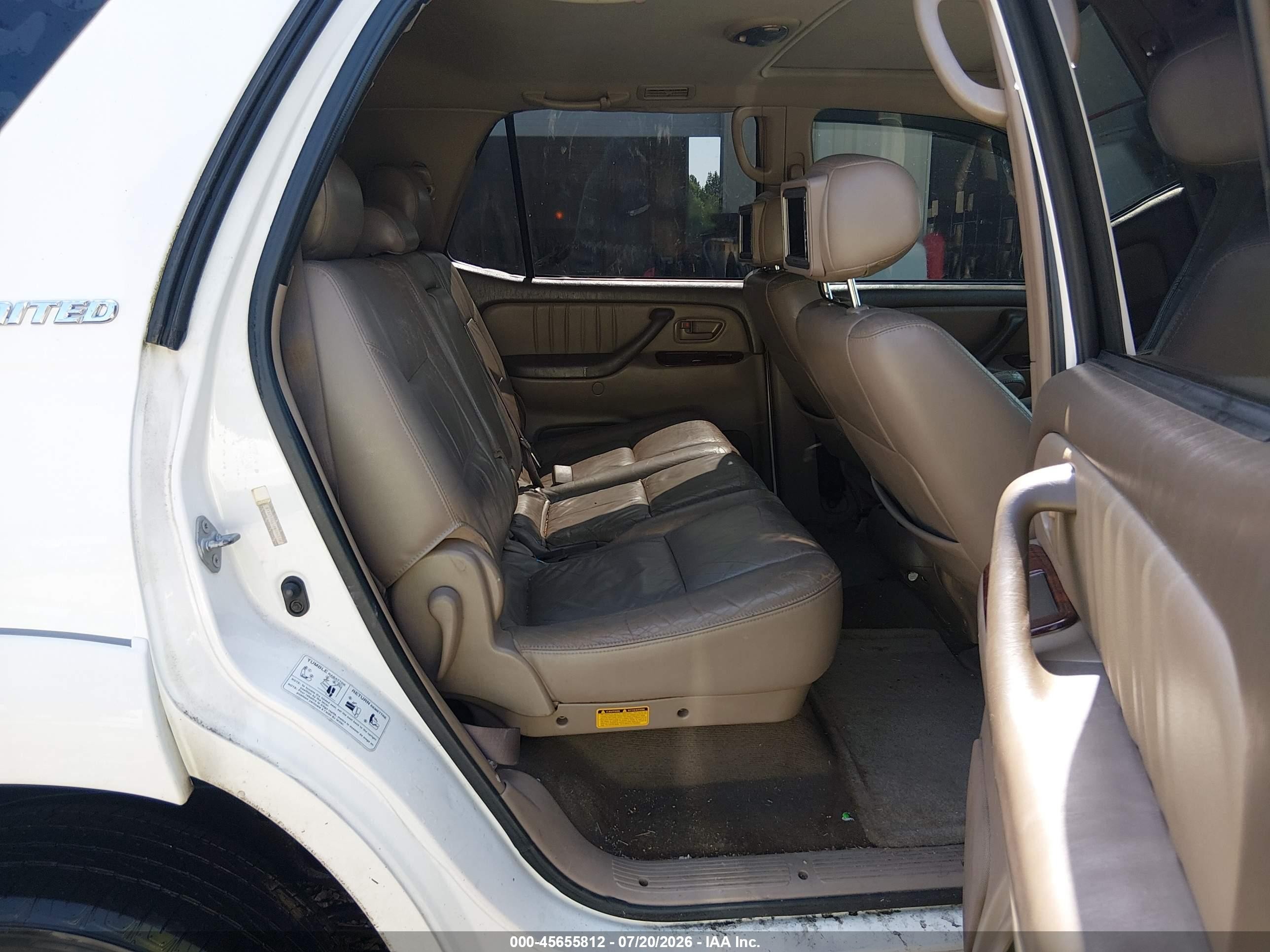 2002 Toyota Sequoia Limited V8 White vin: 5TDZT38A12S084018