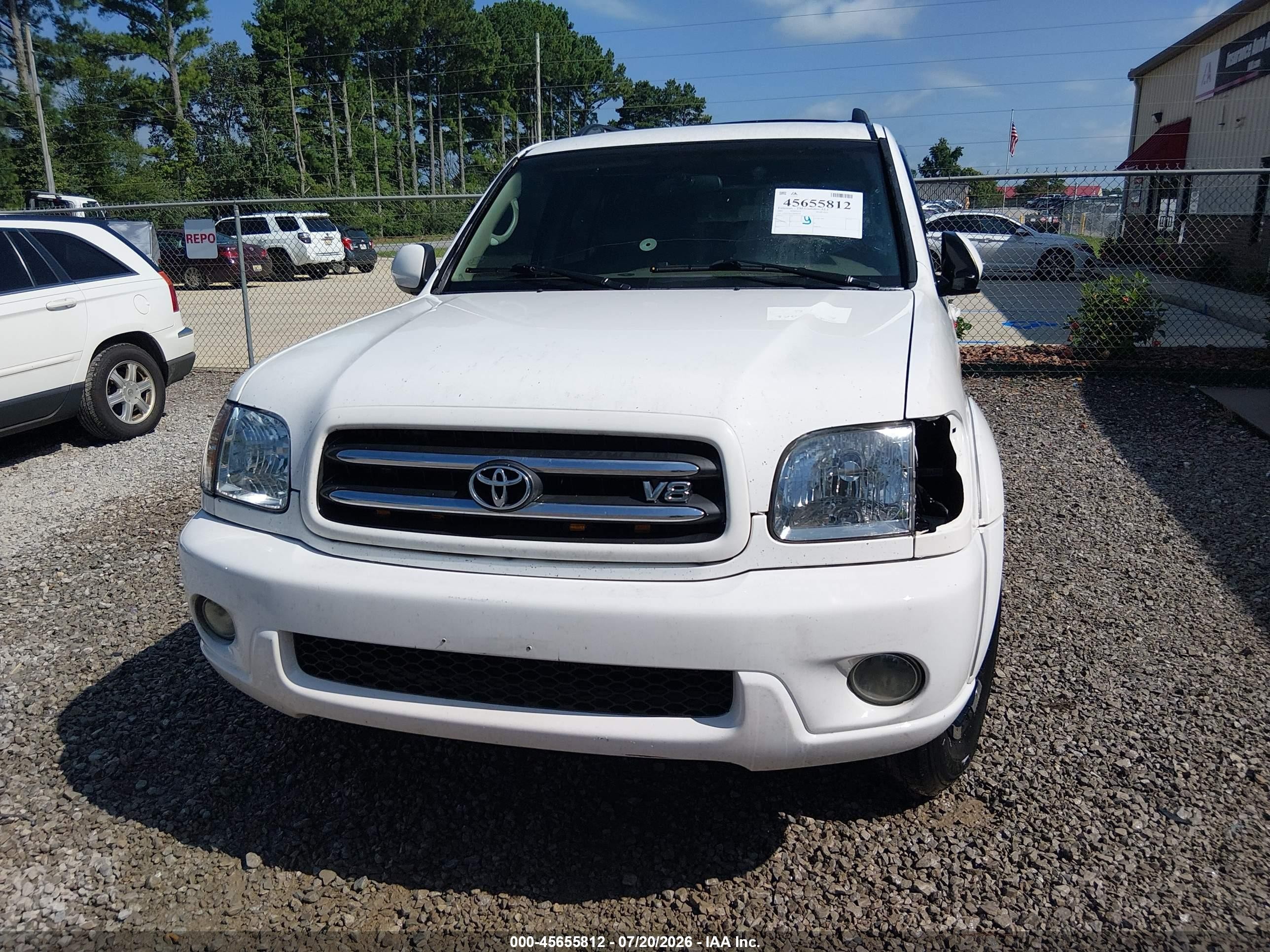 2002 Toyota Sequoia Limited V8 White vin: 5TDZT38A12S084018