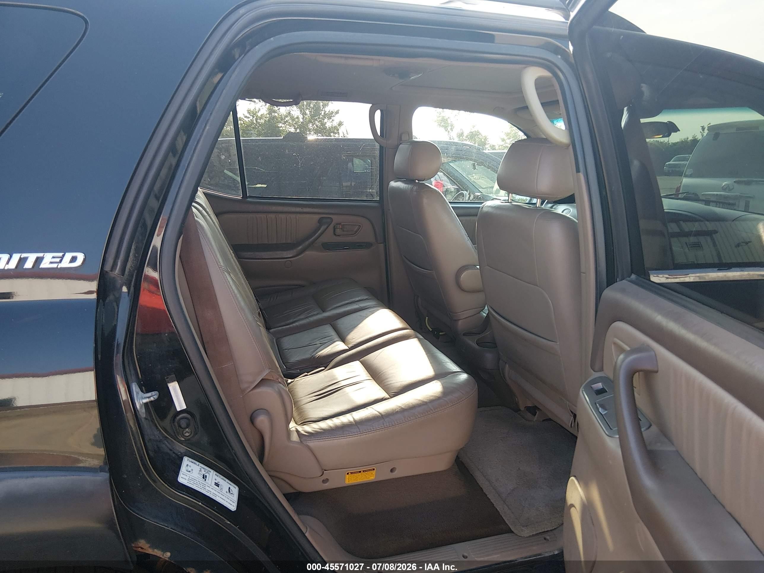 2001 Toyota Sequoia Limited V8 Black vin: 5TDZT38A81S021464