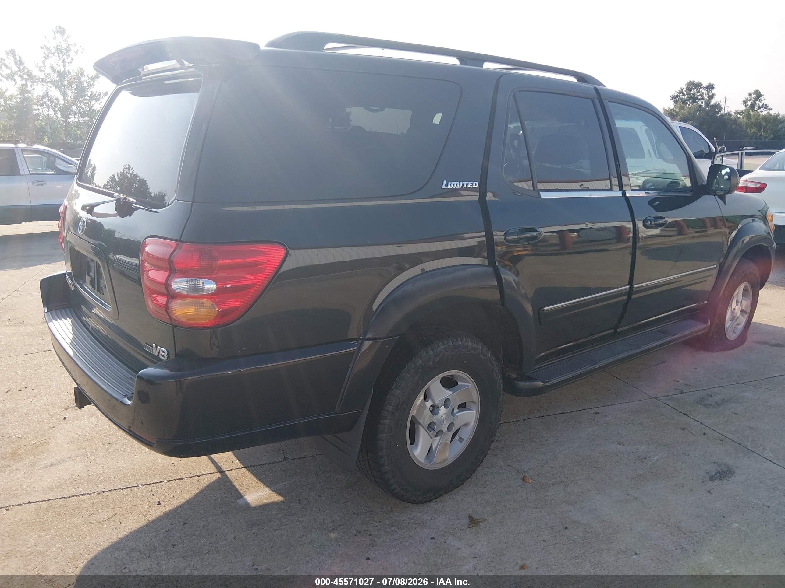 2001 Toyota Sequoia Limited V8 Black vin: 5TDZT38A81S021464