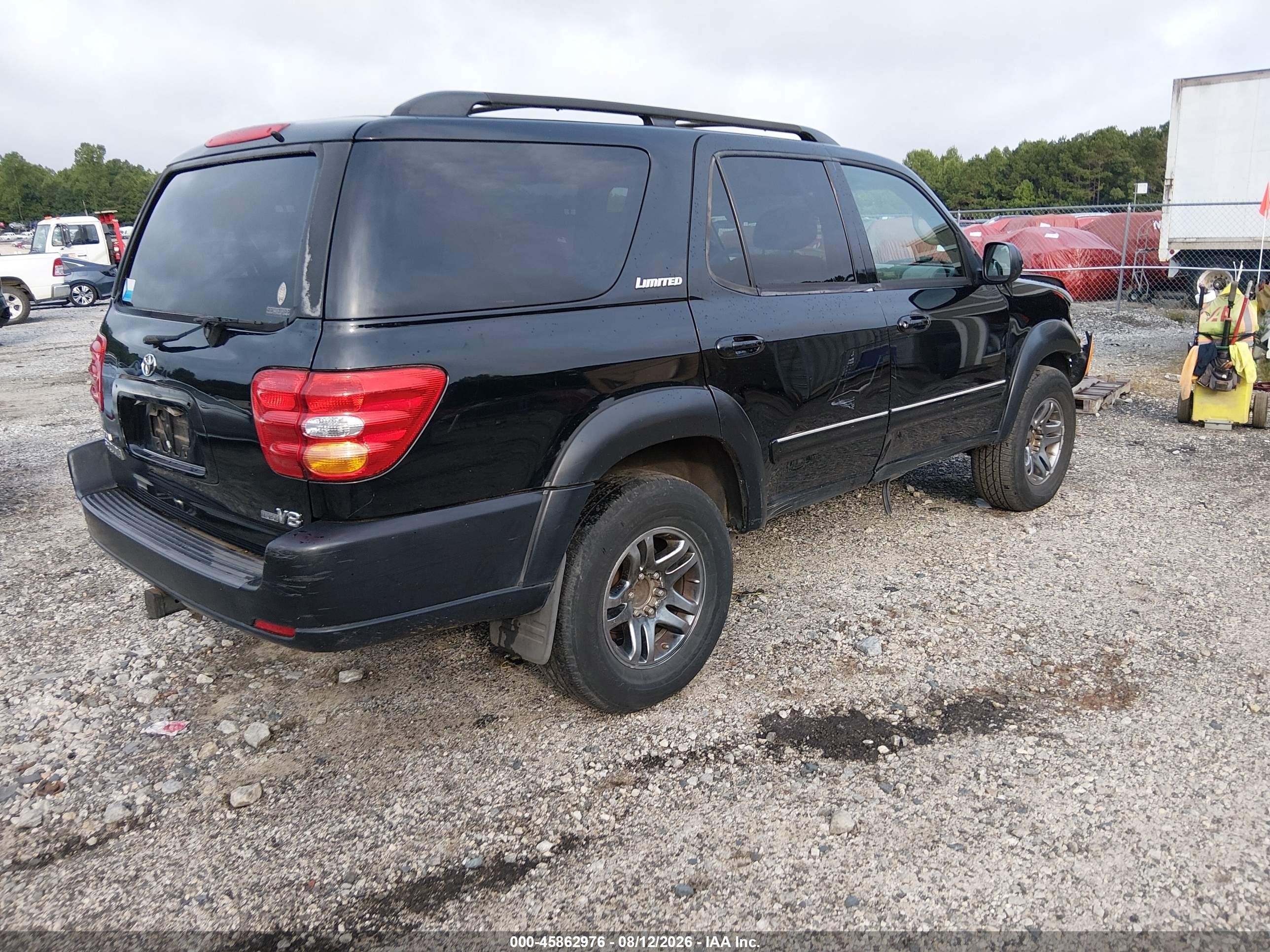 2002 Toyota Sequoia Limited V8 Black vin: 5TDZT38A92S101356