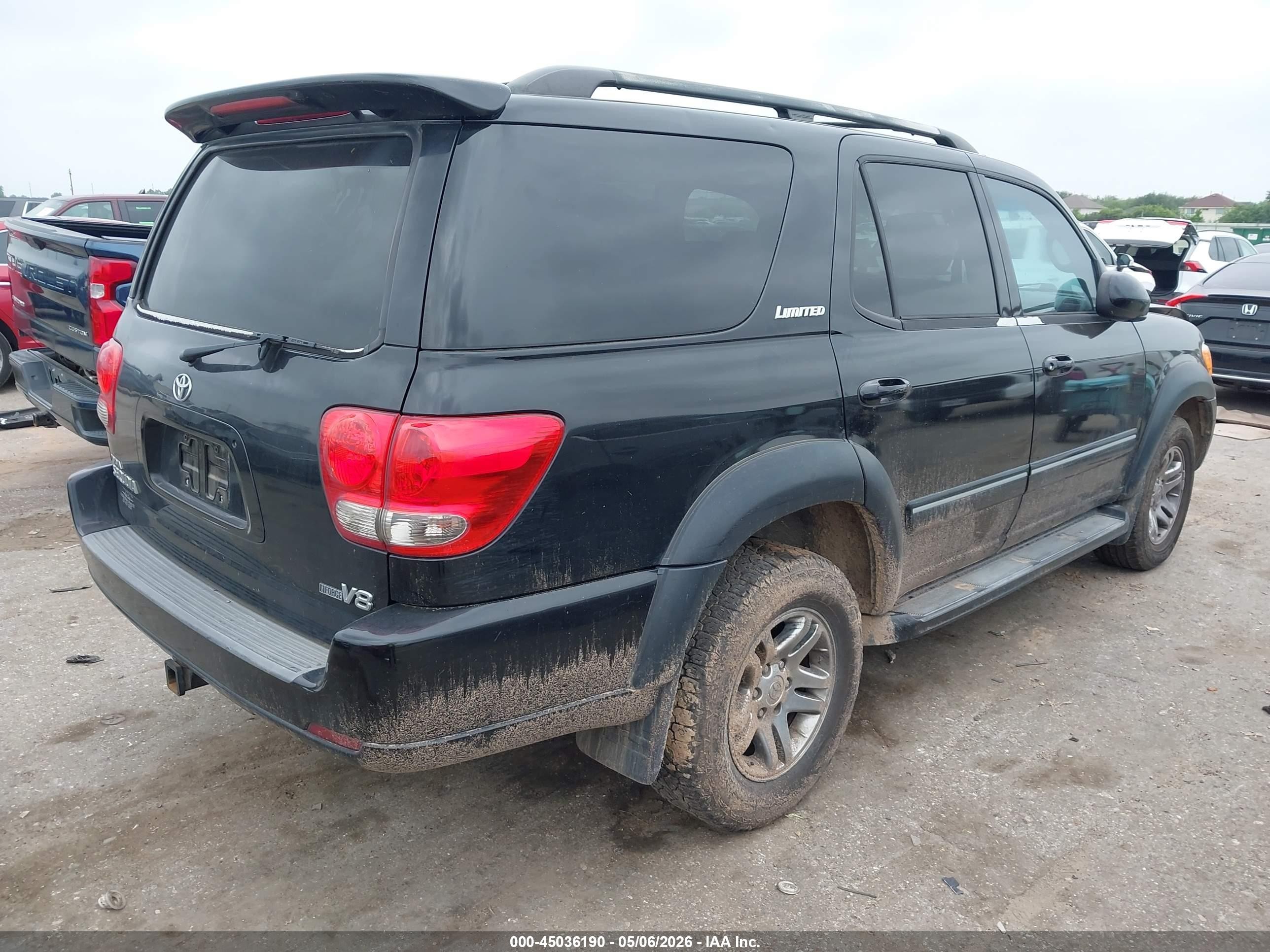 2005 Toyota Sequoia Limited V8 Black vin: 5TDZT38A95S260138