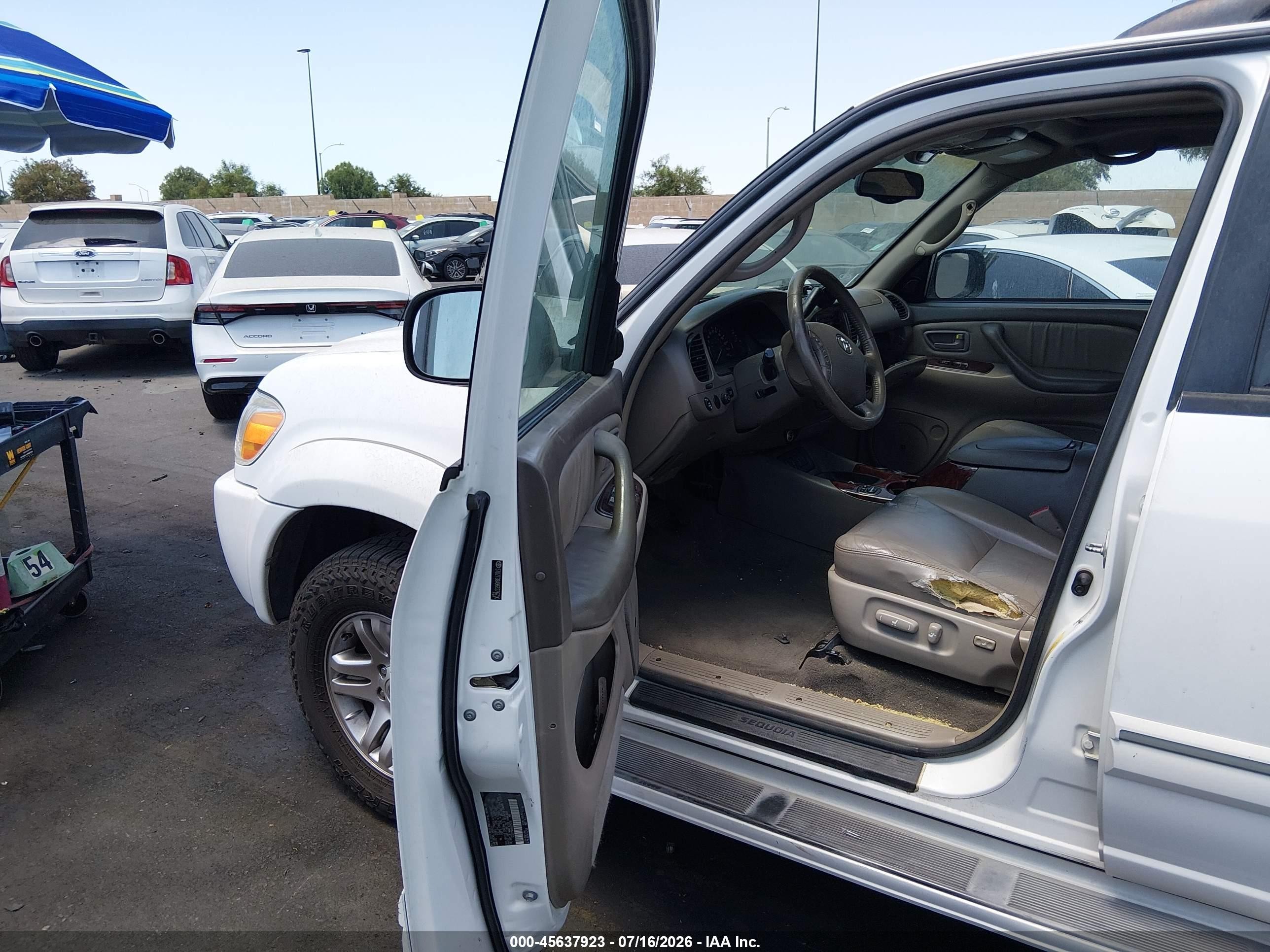 2006 Toyota Sequoia Limited V8 Белый vin: 5TDZT38A96S276700