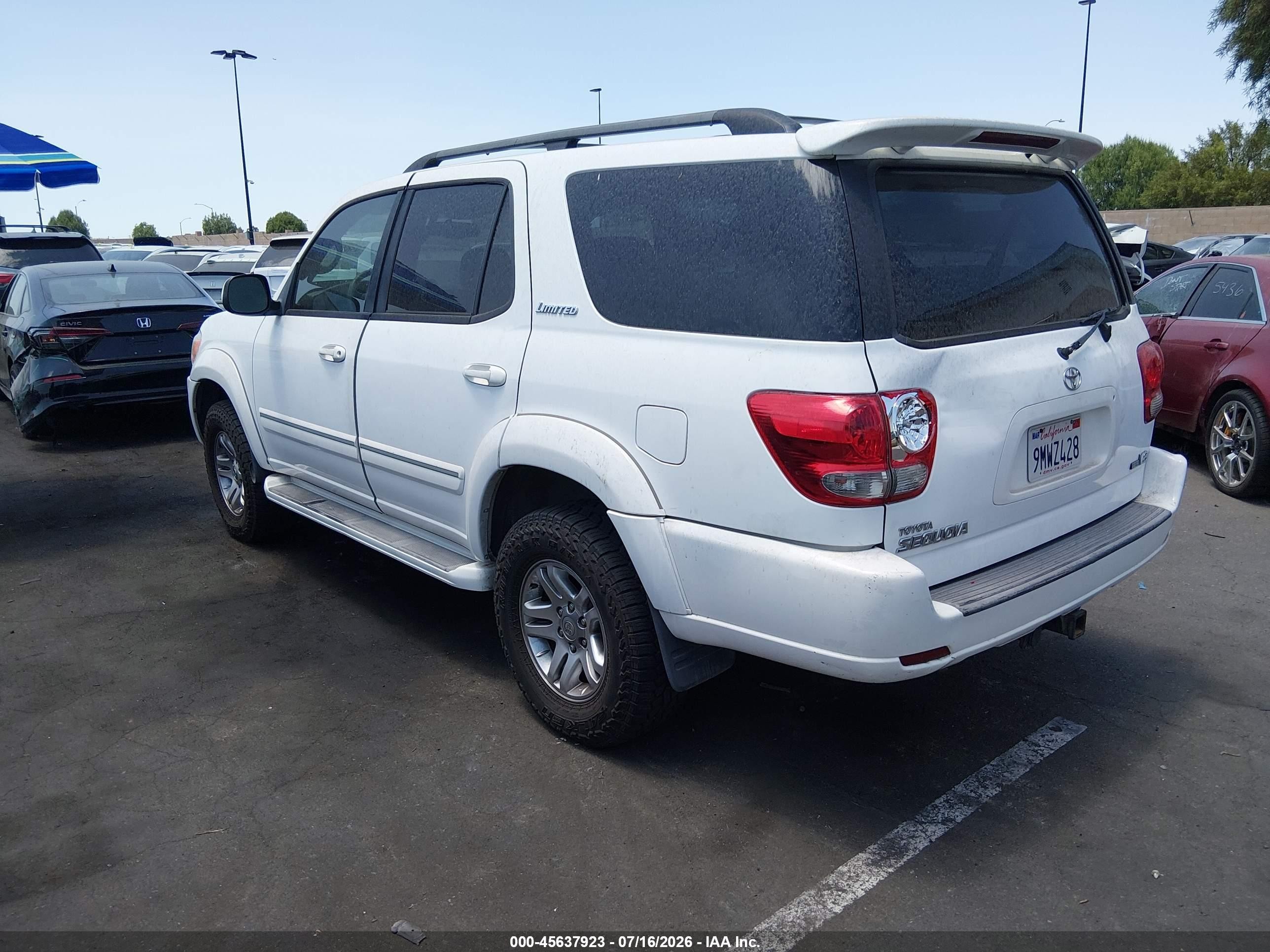 2006 Toyota Sequoia Limited V8 Белый vin: 5TDZT38A96S276700