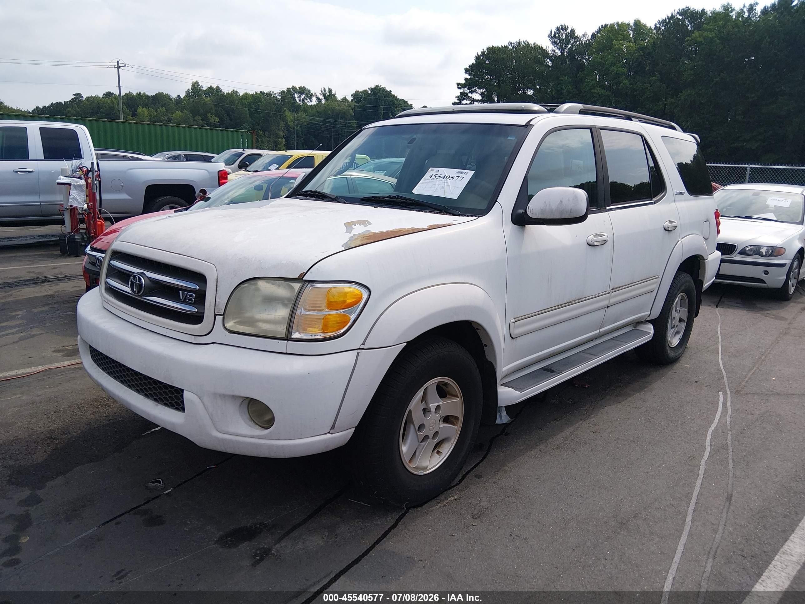 2002 Toyota Sequoia Limited V8 White vin: 5TDZT38AX2S087337