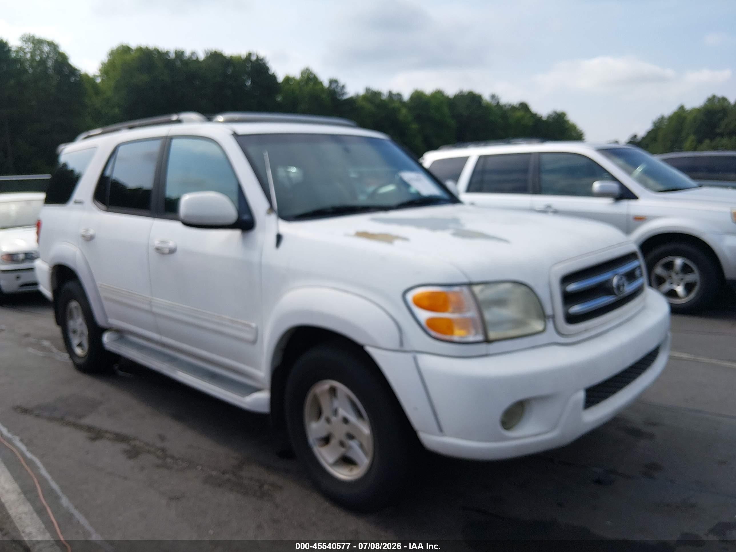 2002 Toyota Sequoia Limited V8 White vin: 5TDZT38AX2S087337