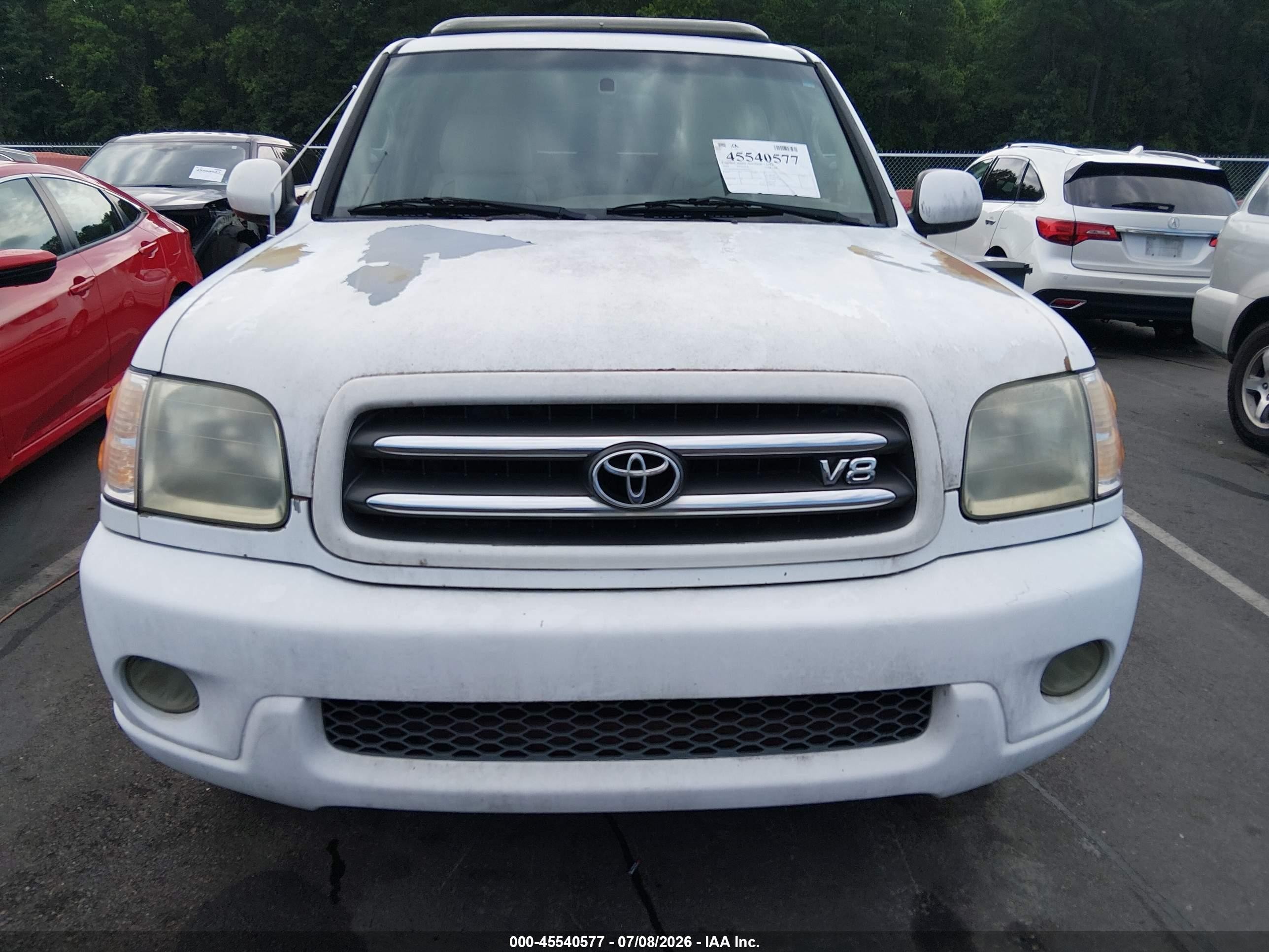 2002 Toyota Sequoia Limited V8 White vin: 5TDZT38AX2S087337