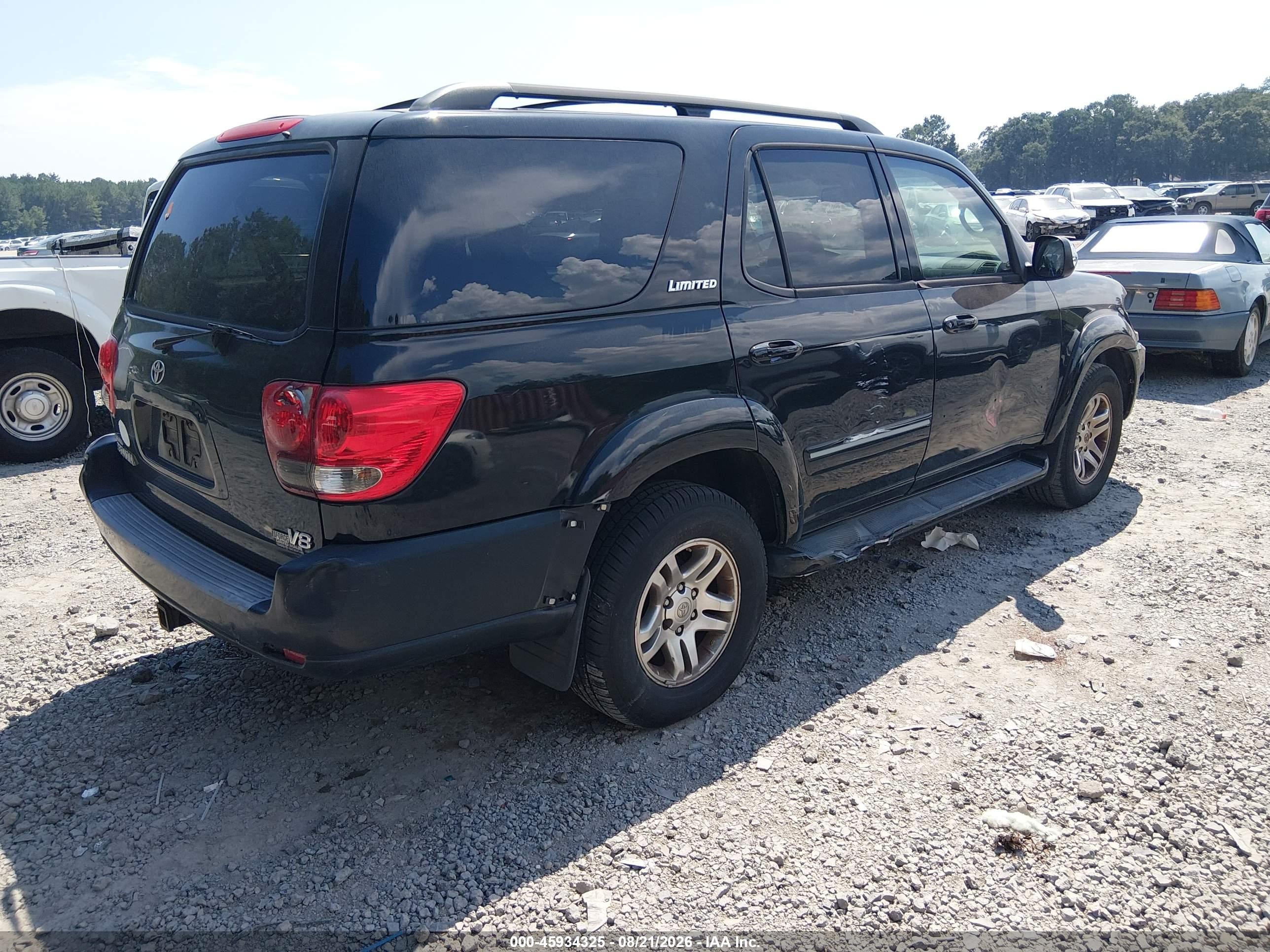 2007 Toyota Sequoia Limited Black vin: 5TDZT38AX7S299565