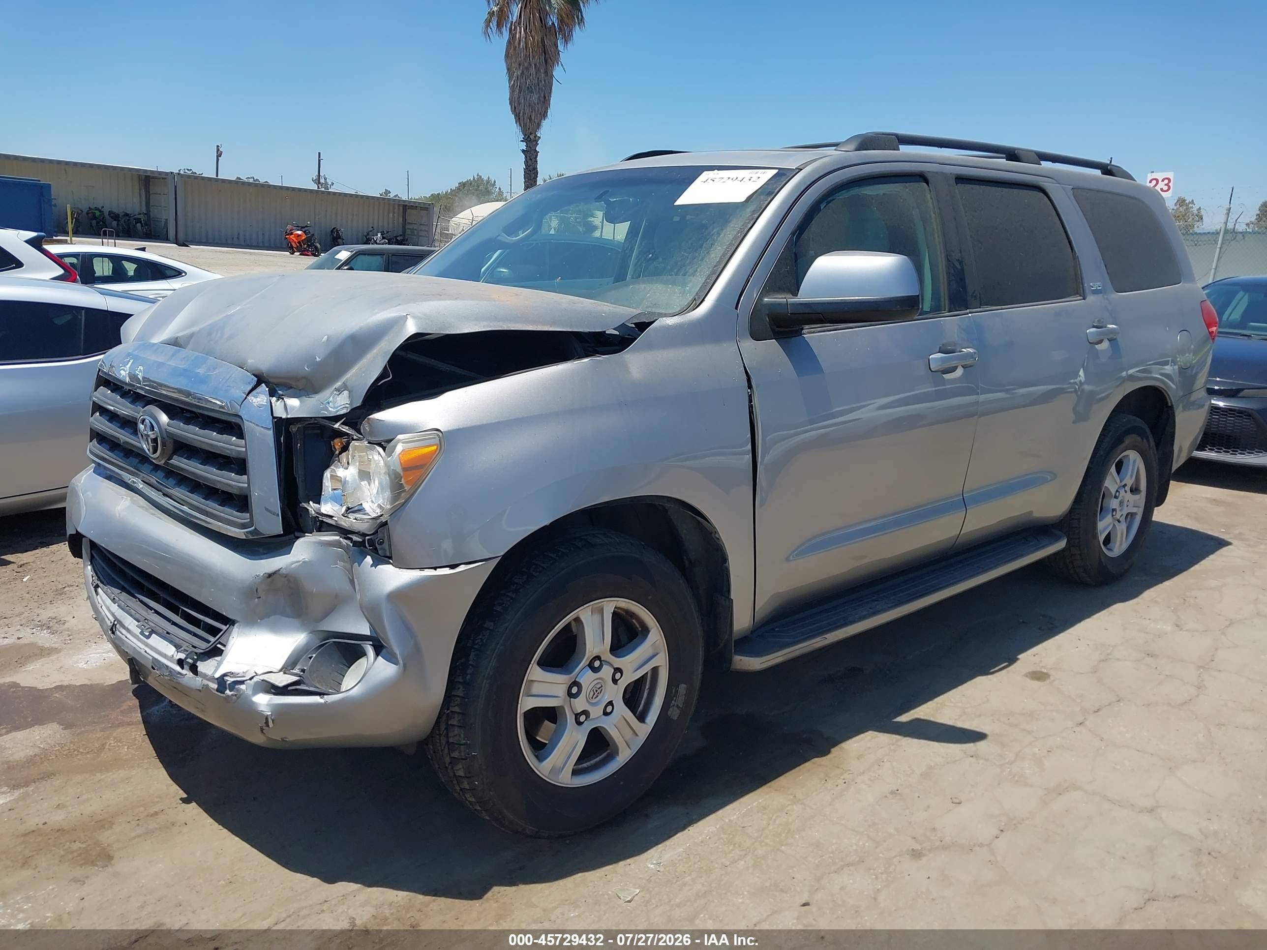 2008 Toyota Sequoia Sr5 5.7l V8 Silver vin: 5TDZY64A18S009059