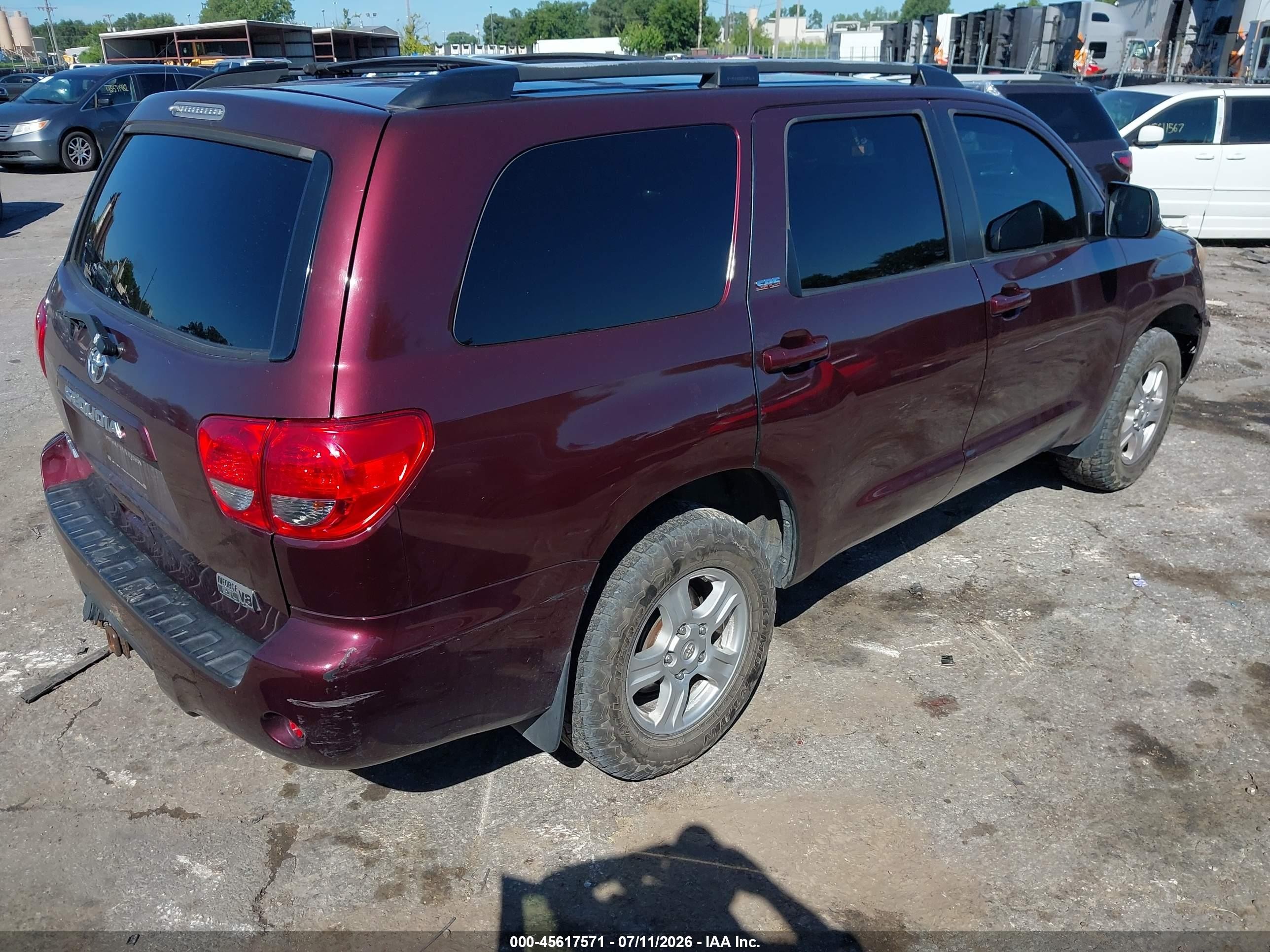 2008 Toyota Sequoia Sr5 5.7l V8 Maroon vin: 5TDZY64A48S008083