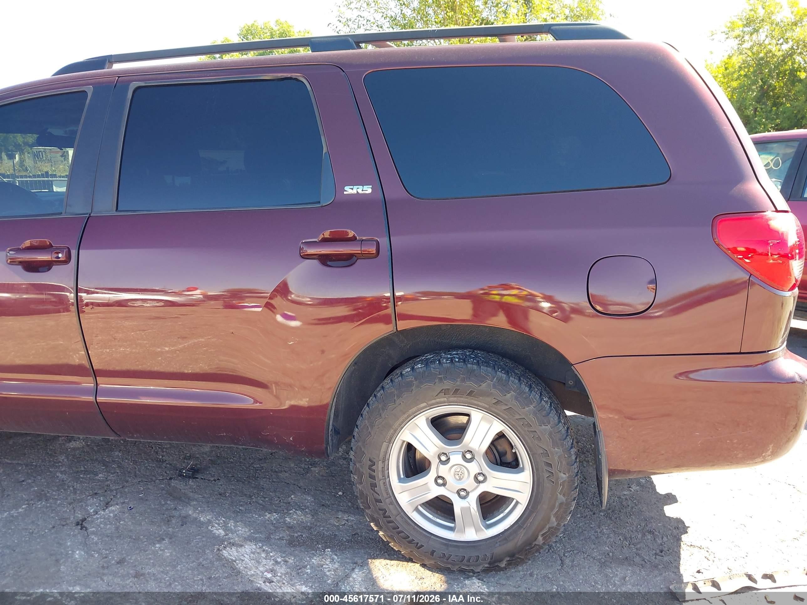 2008 Toyota Sequoia Sr5 5.7l V8 Maroon vin: 5TDZY64A48S008083