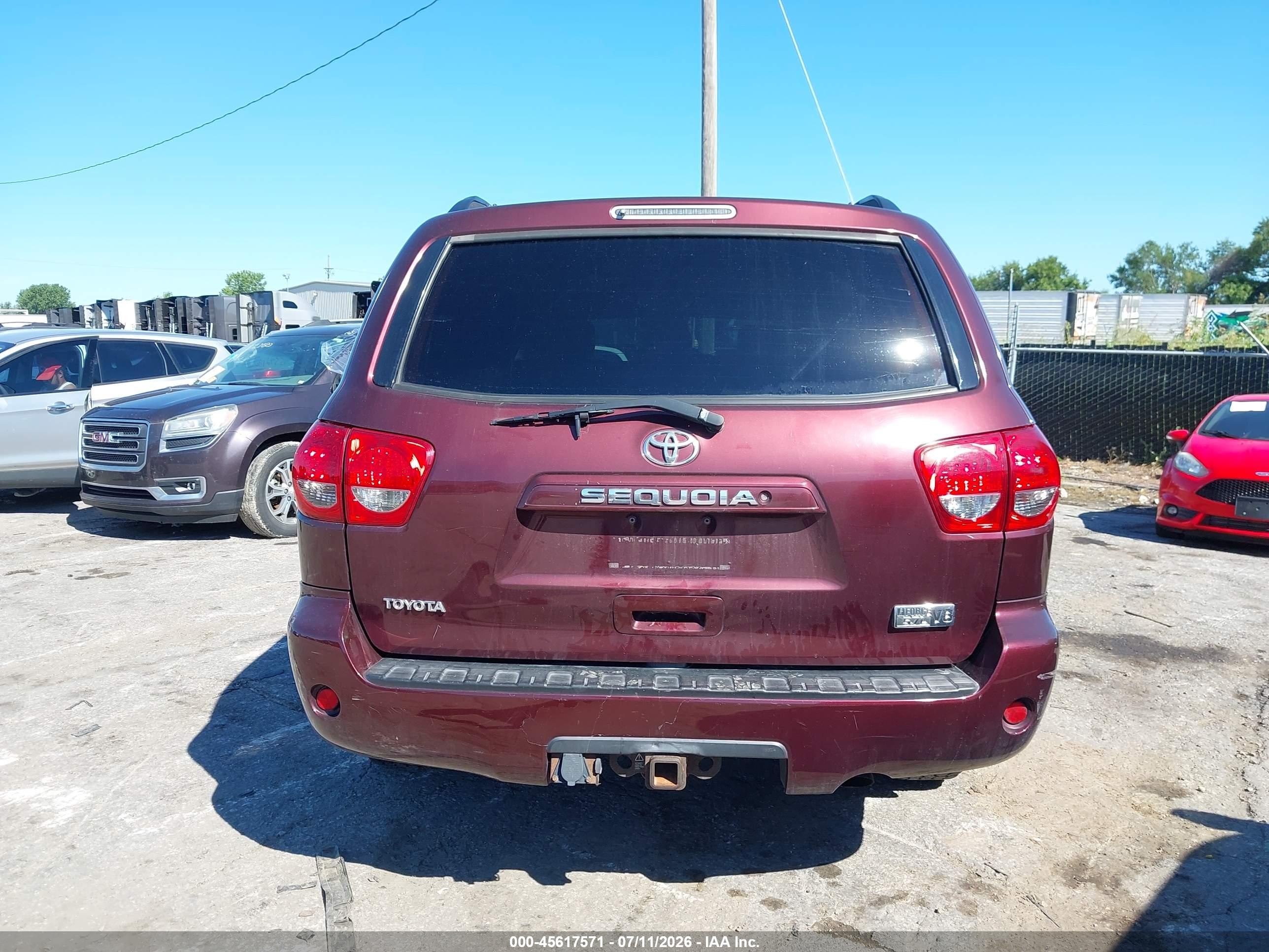2008 Toyota Sequoia Sr5 5.7l V8 Maroon vin: 5TDZY64A48S008083