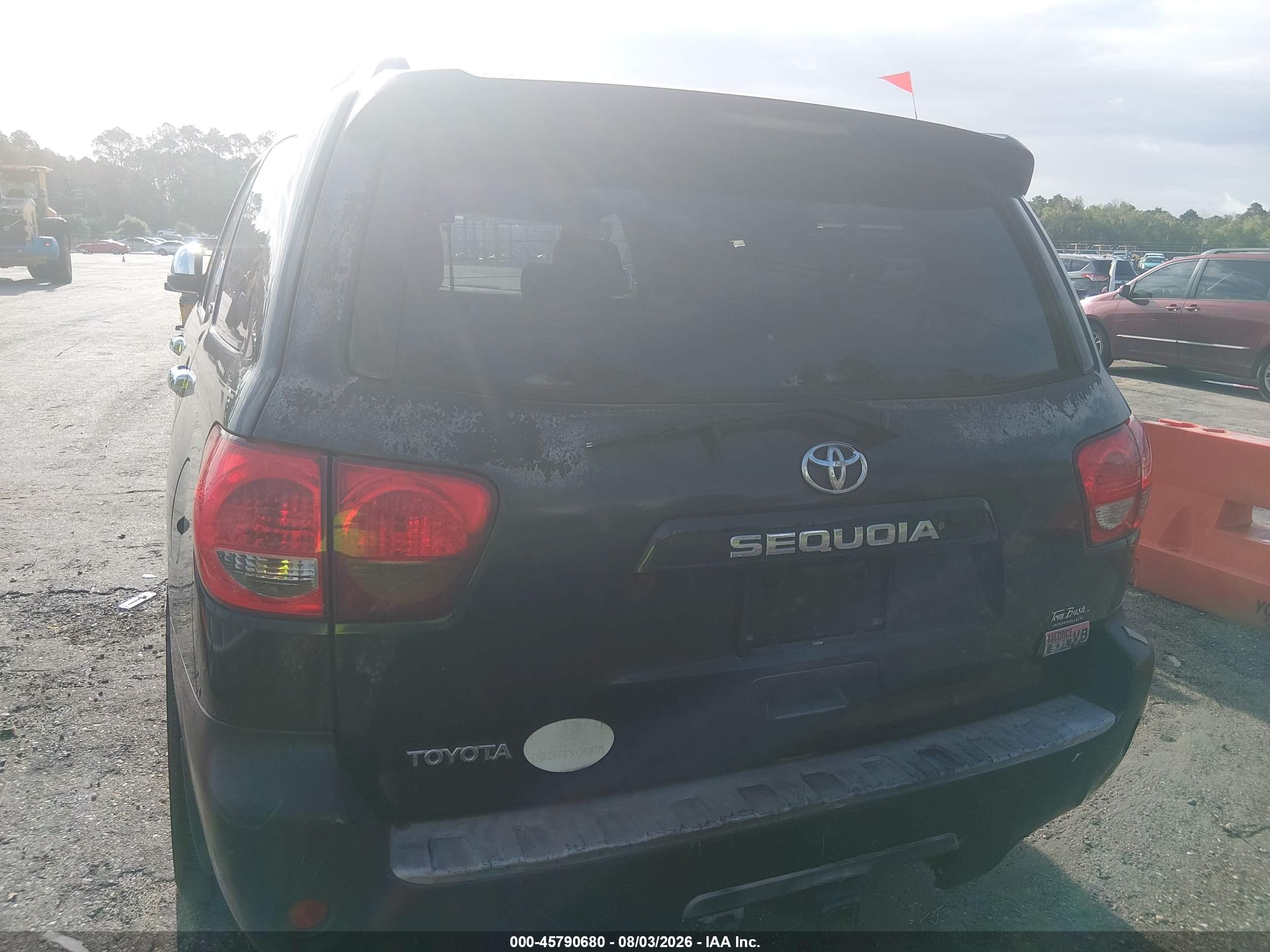 2008 Toyota Sequoia Sr5 5.7l V8 Black vin: 5TDZY64A48S008939