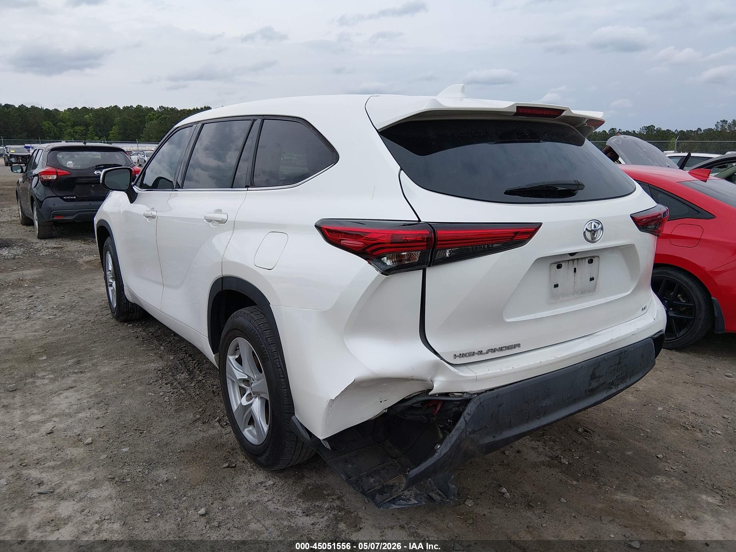 2020 Toyota Highlander Le Белый vin: 5TDZZRAH6LS023659