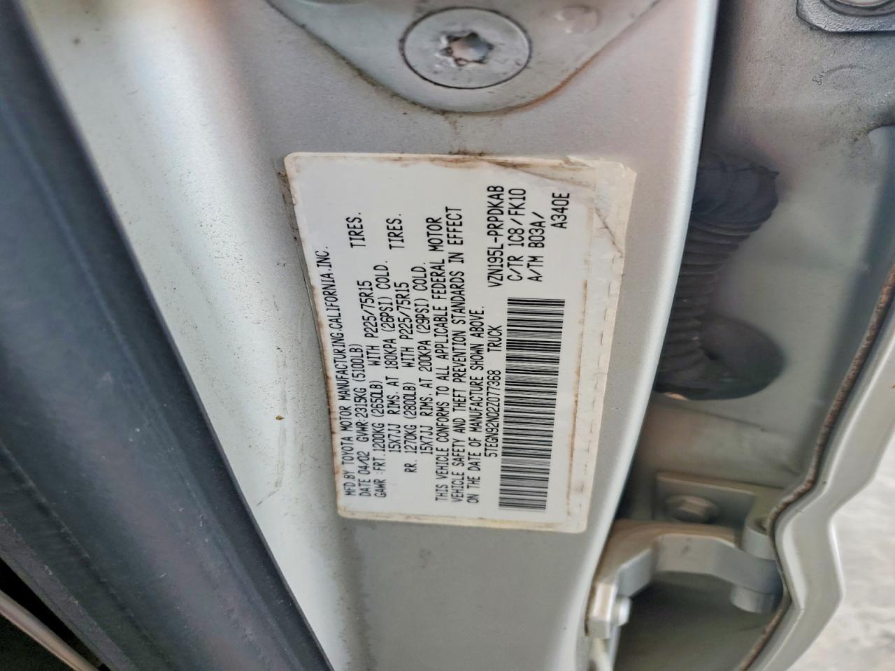 2002 Toyota Tacoma Double Cab Prerunner Silver vin: 5TEGN92N02Z077368
