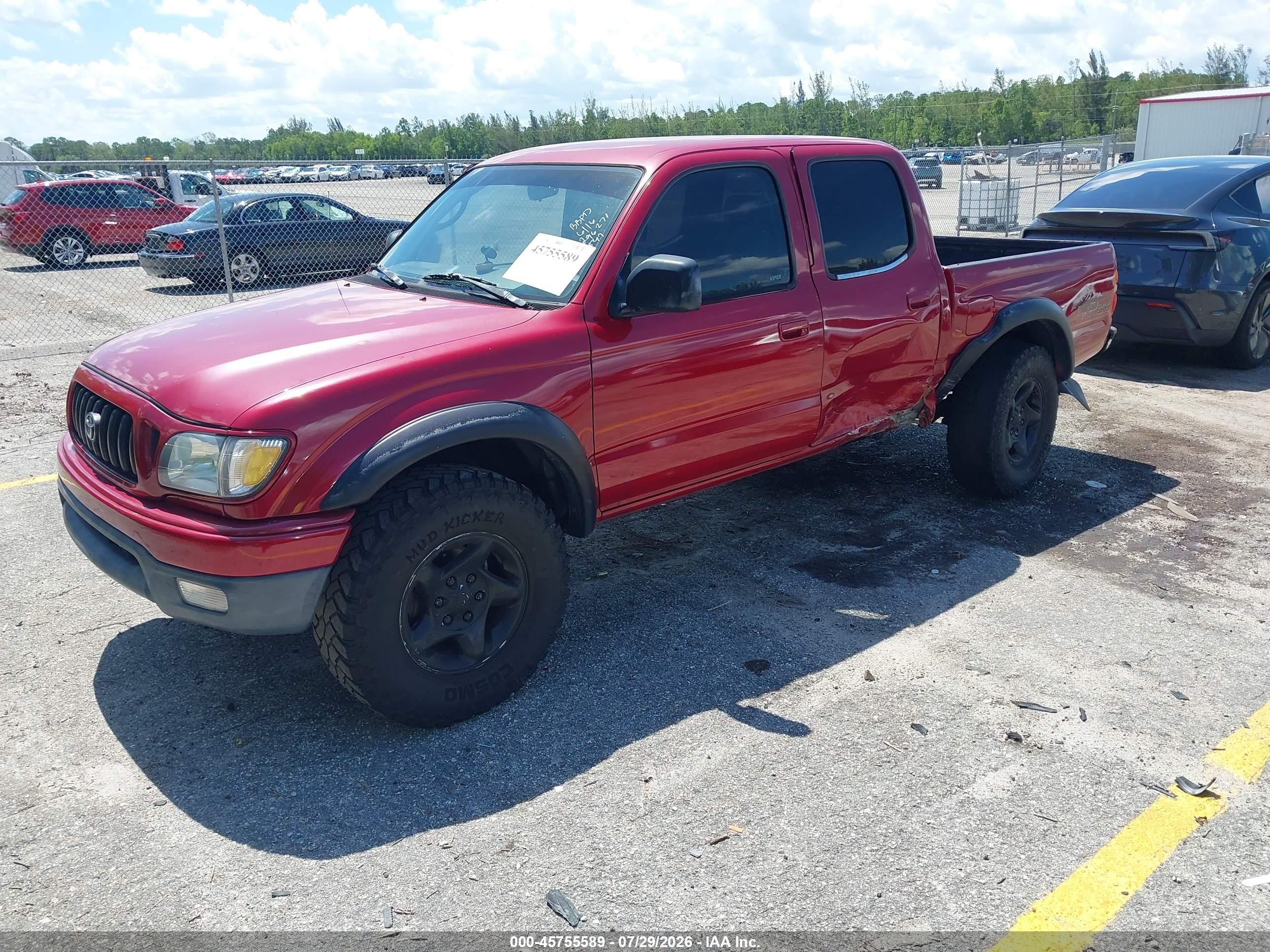 2002 Toyota Tacoma Prerunner V6 Red vin: 5TEGN92N32Z068079