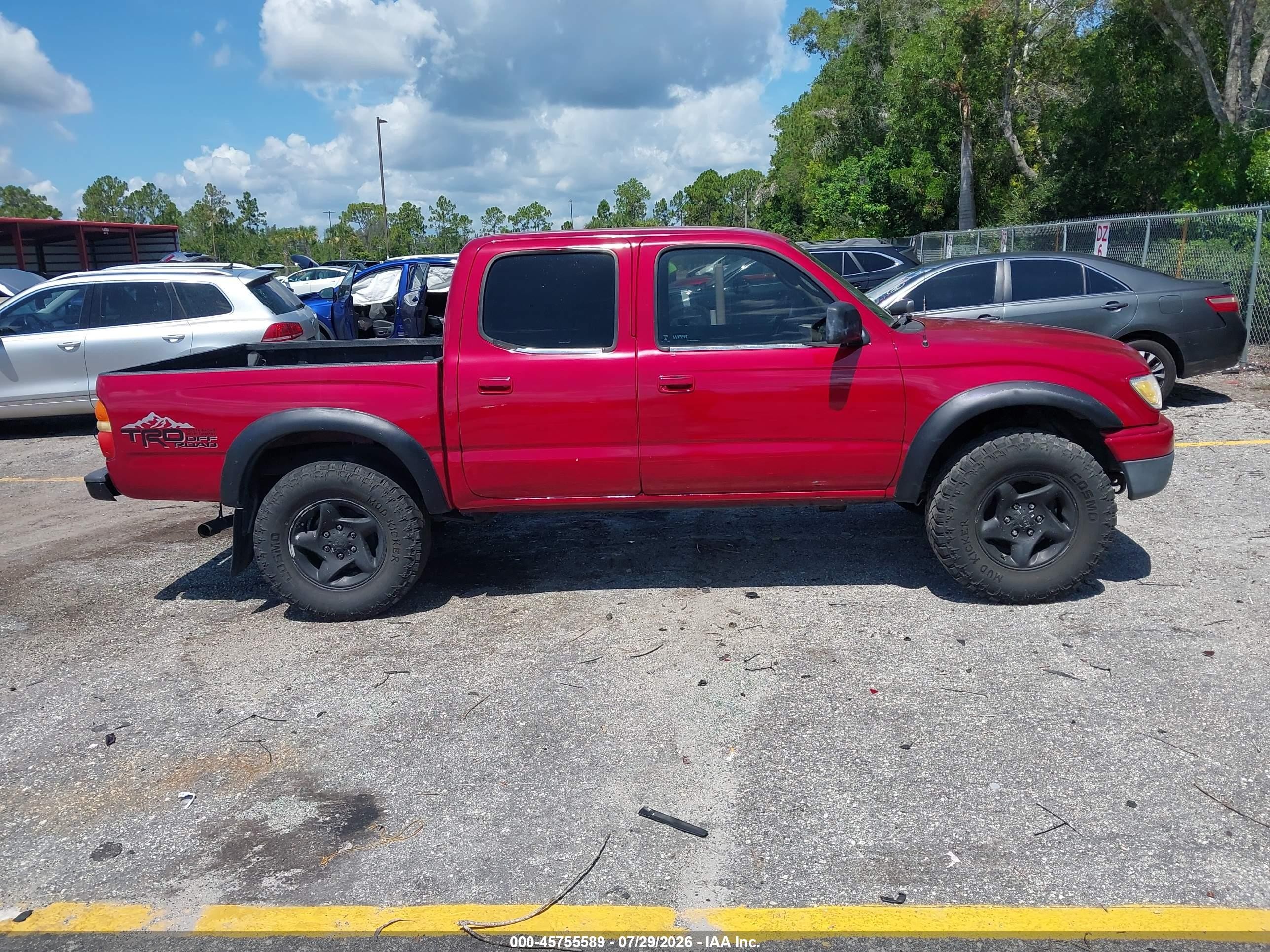 2002 Toyota Tacoma Prerunner V6 Red vin: 5TEGN92N32Z068079