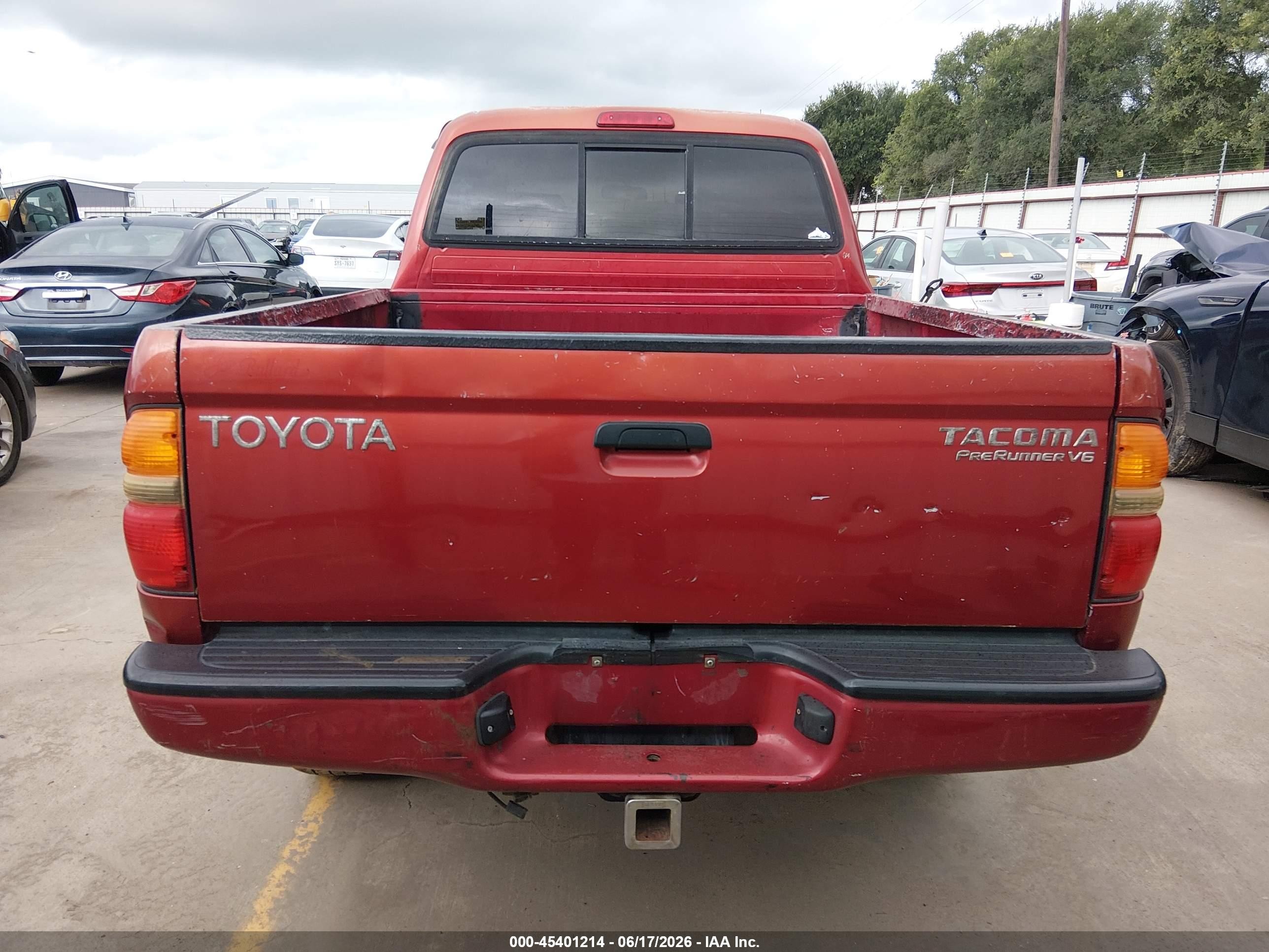 2001 Toyota Tacoma Prerunner V6 Red vin: 5TEGN92N71Z803922
