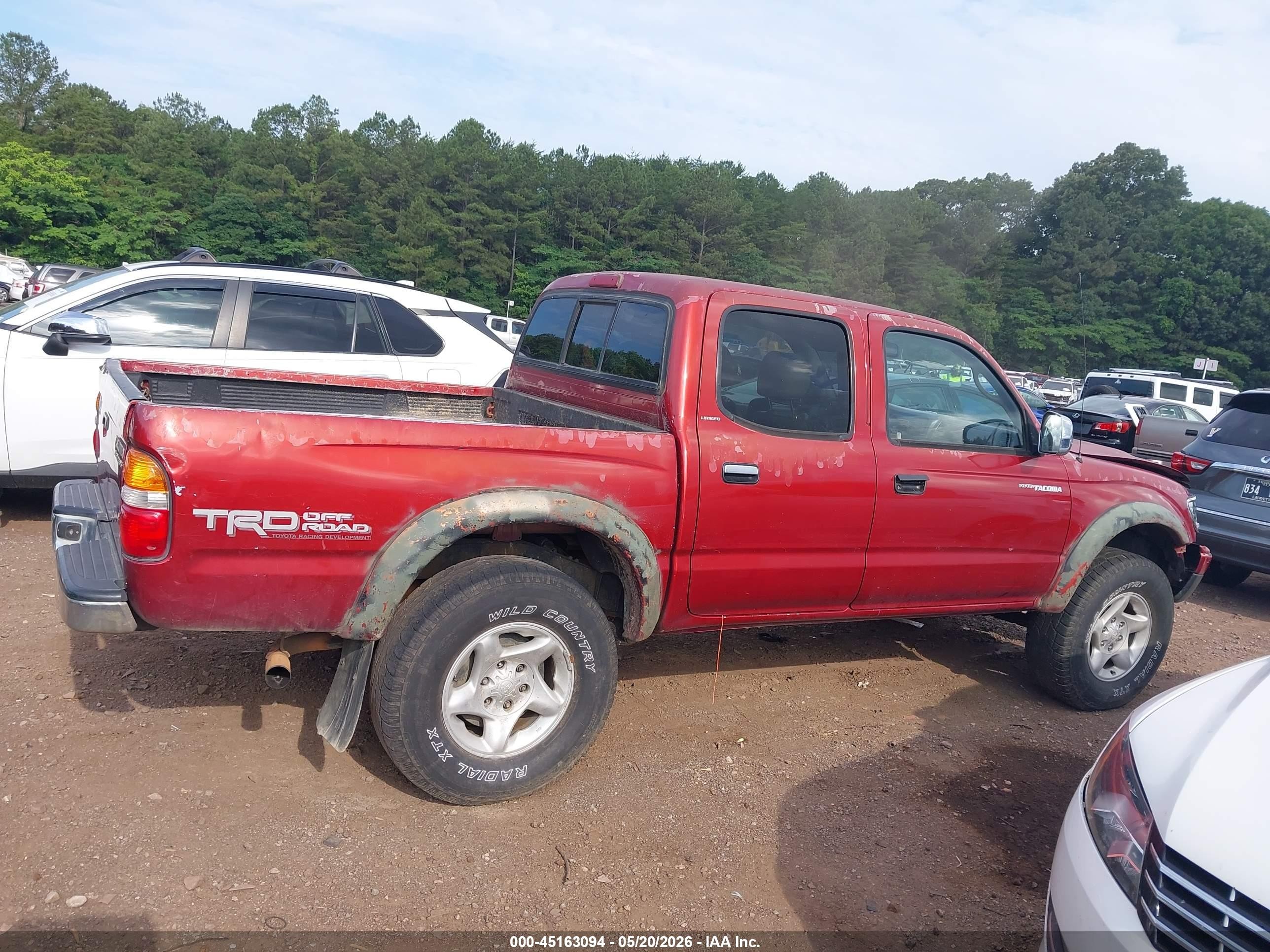 2001 Toyota Tacoma Prerunner V6 Red vin: 5TEGN92N91Z734277