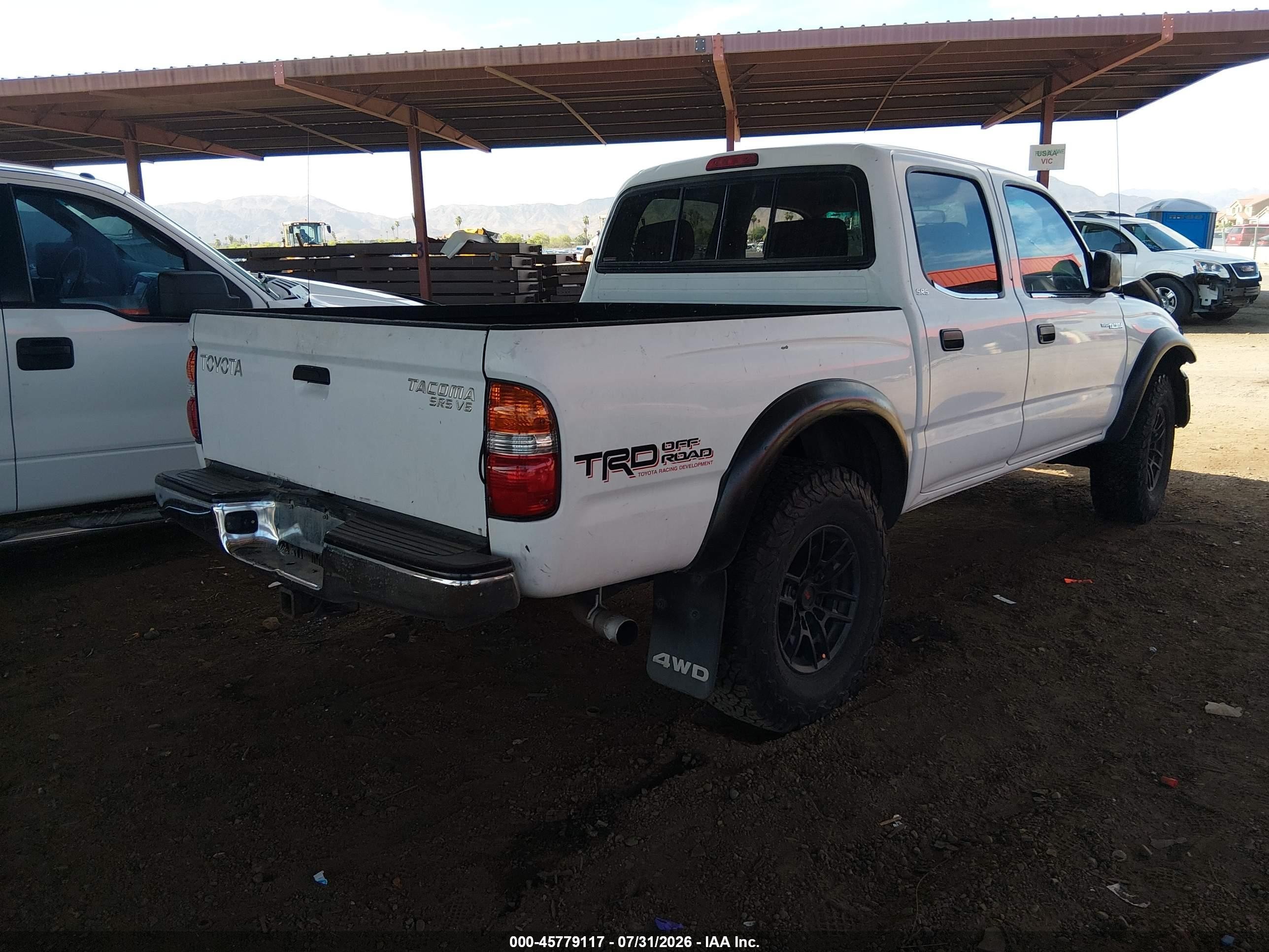 2002 Toyota Tacoma Double Cab White vin: 5TEHN72N52Z103374