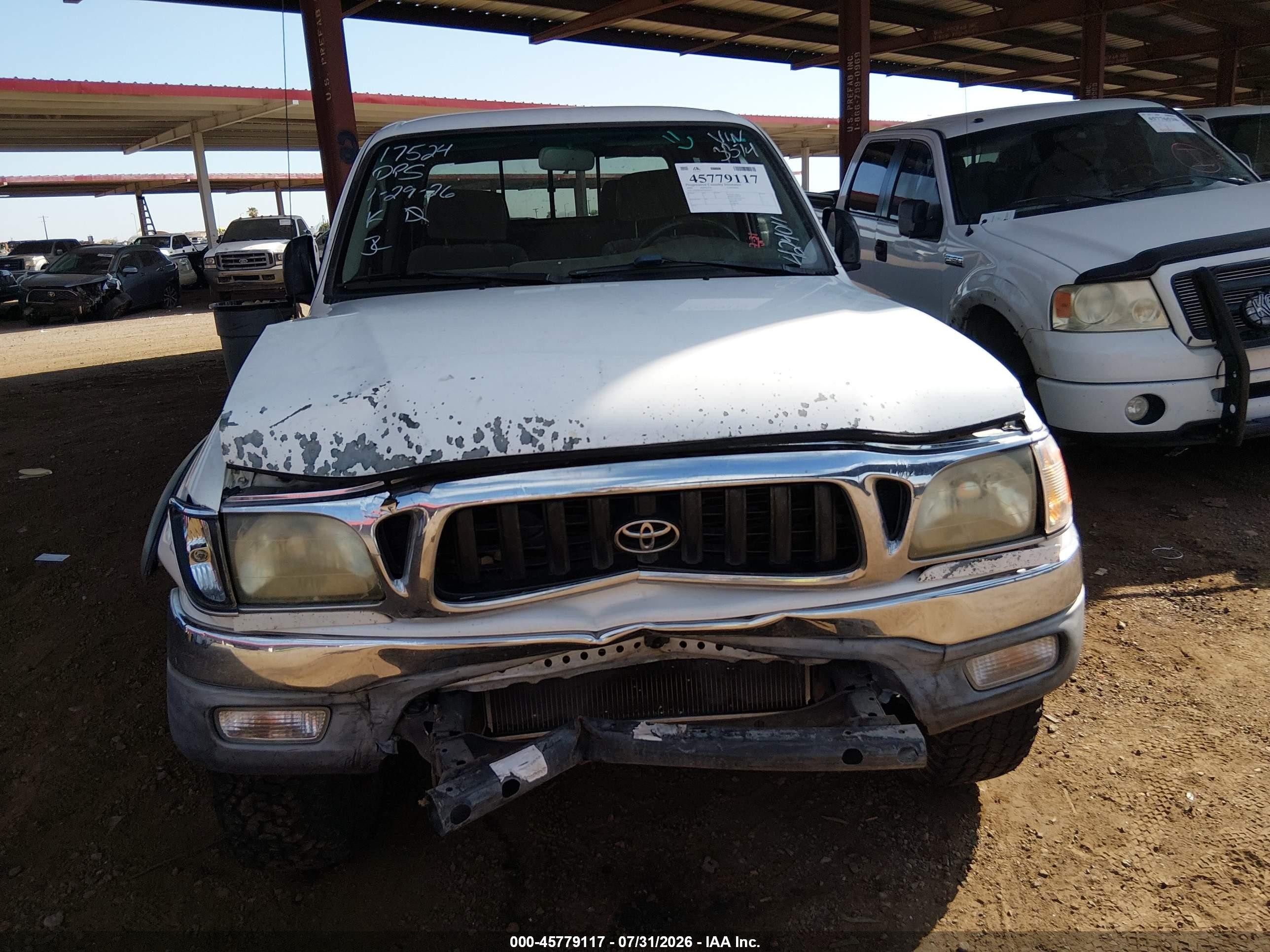 2002 Toyota Tacoma Double Cab White vin: 5TEHN72N52Z103374
