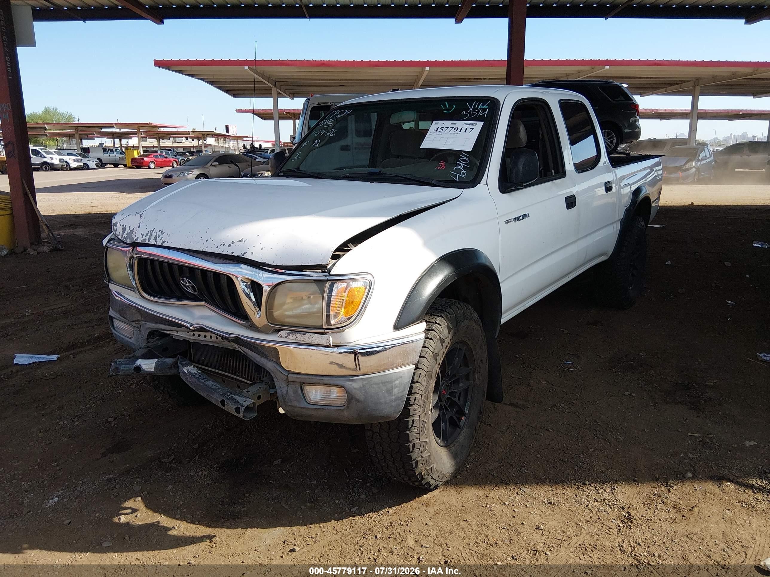 2002 Toyota Tacoma Double Cab White vin: 5TEHN72N52Z103374