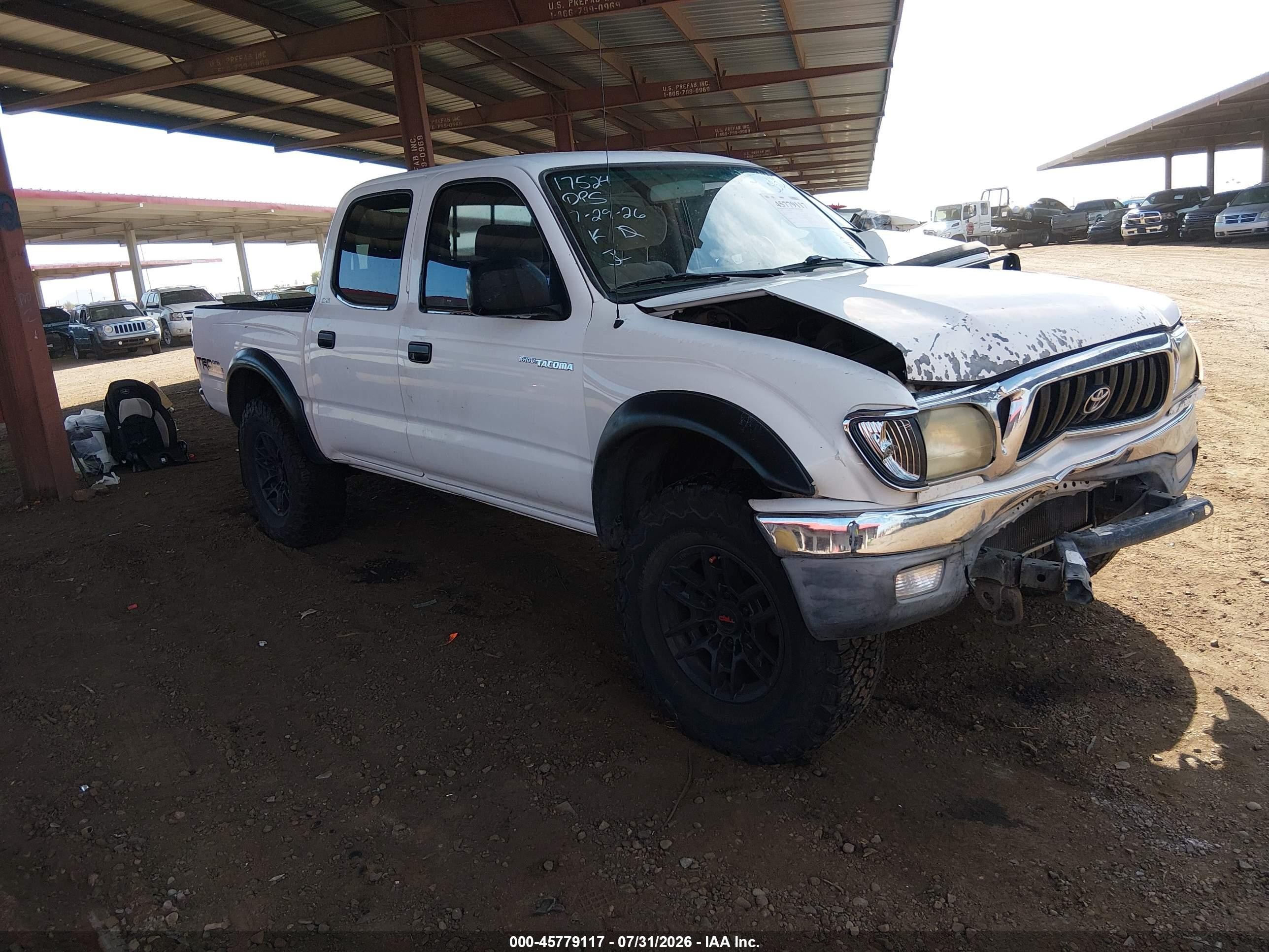 2002 Toyota Tacoma Double Cab White vin: 5TEHN72N52Z103374
