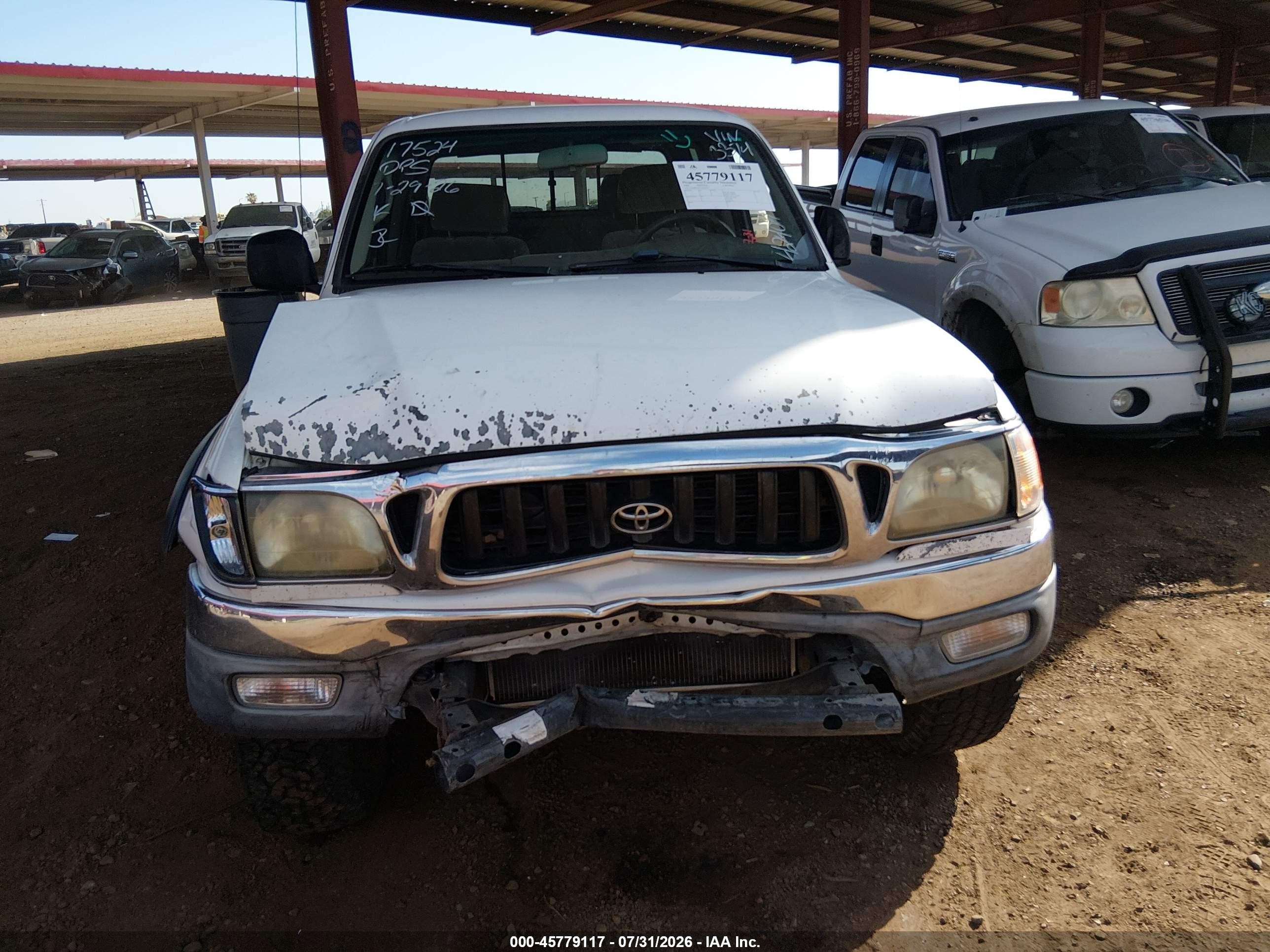 2002 Toyota Tacoma Double Cab White vin: 5TEHN72N52Z103374