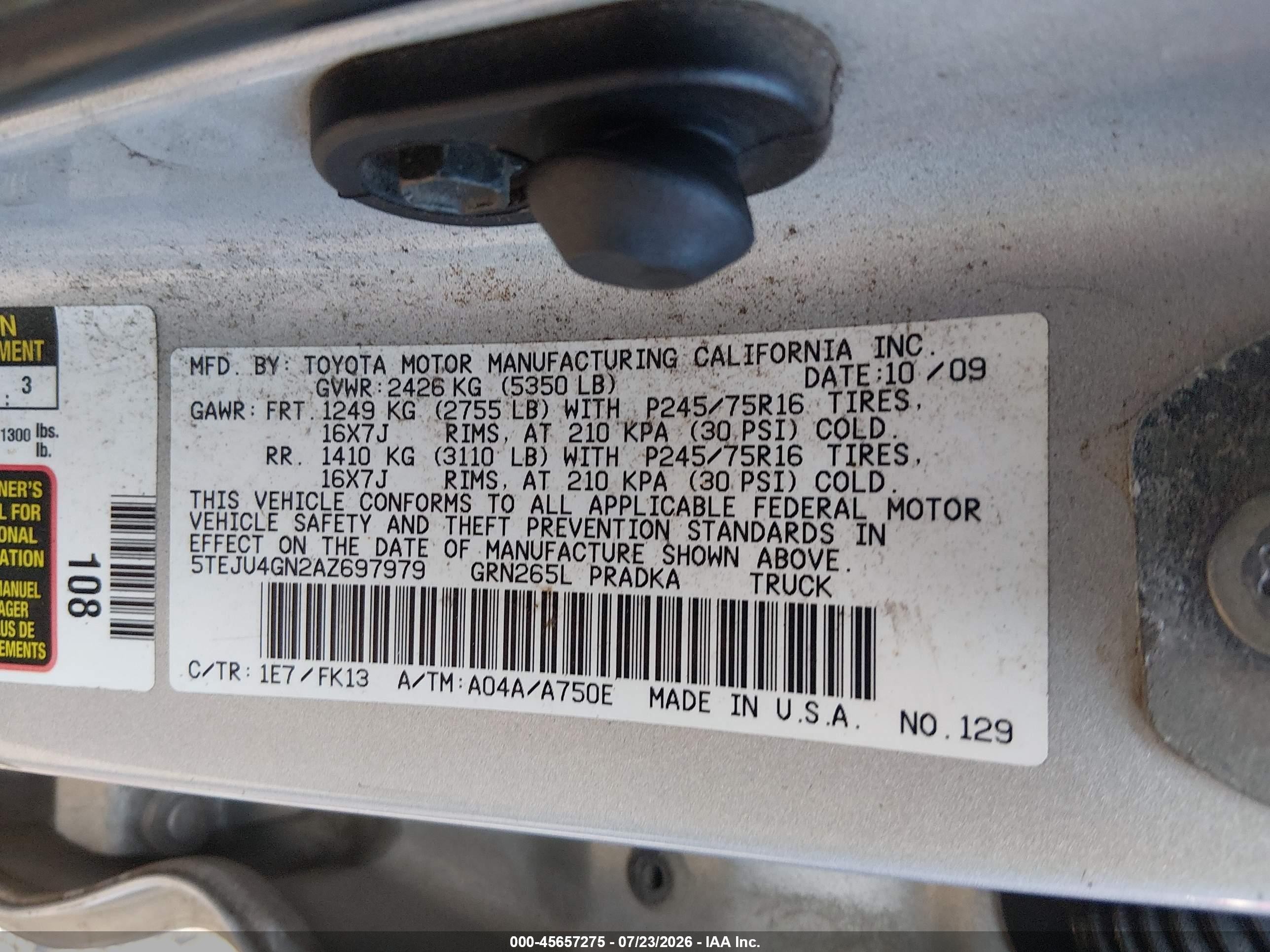 2010 Toyota Tacoma Prerunner V6 Silver vin: 5TEJU4GN2AZ697979