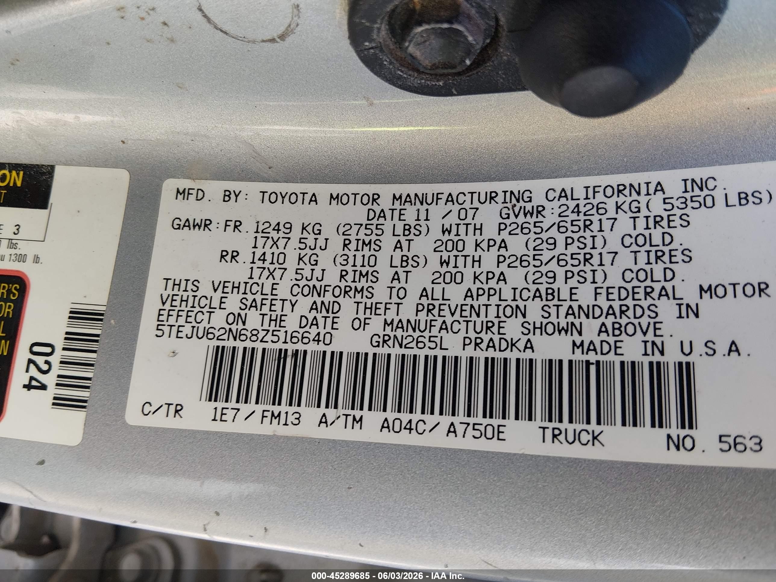 2008 Toyota Tacoma Prerunner V6 Silver vin: 5TEJU62N68Z516640