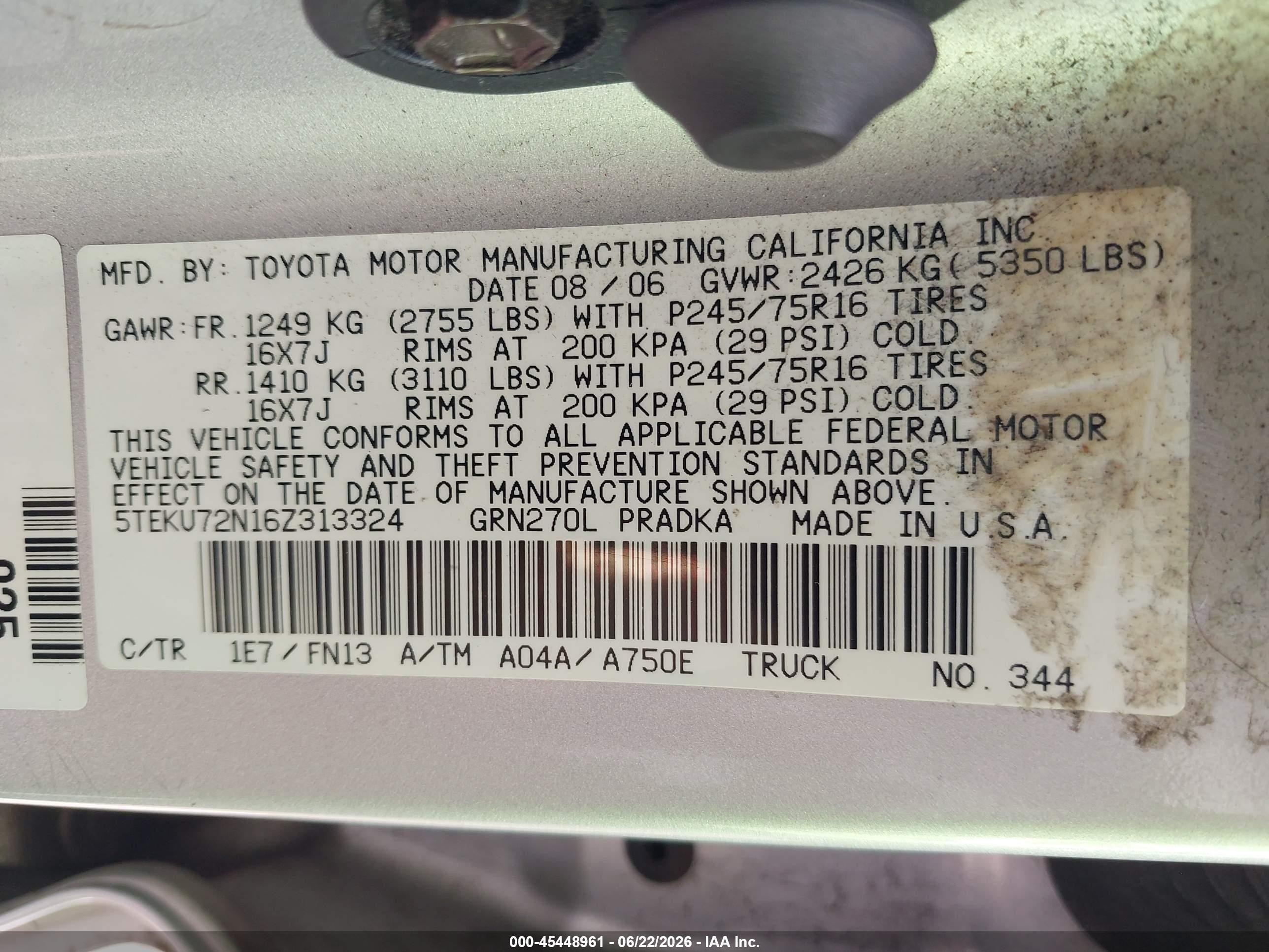 2006 Toyota Tacoma Prerunner V6 Серебряный vin: 5TEKU72N16Z313324