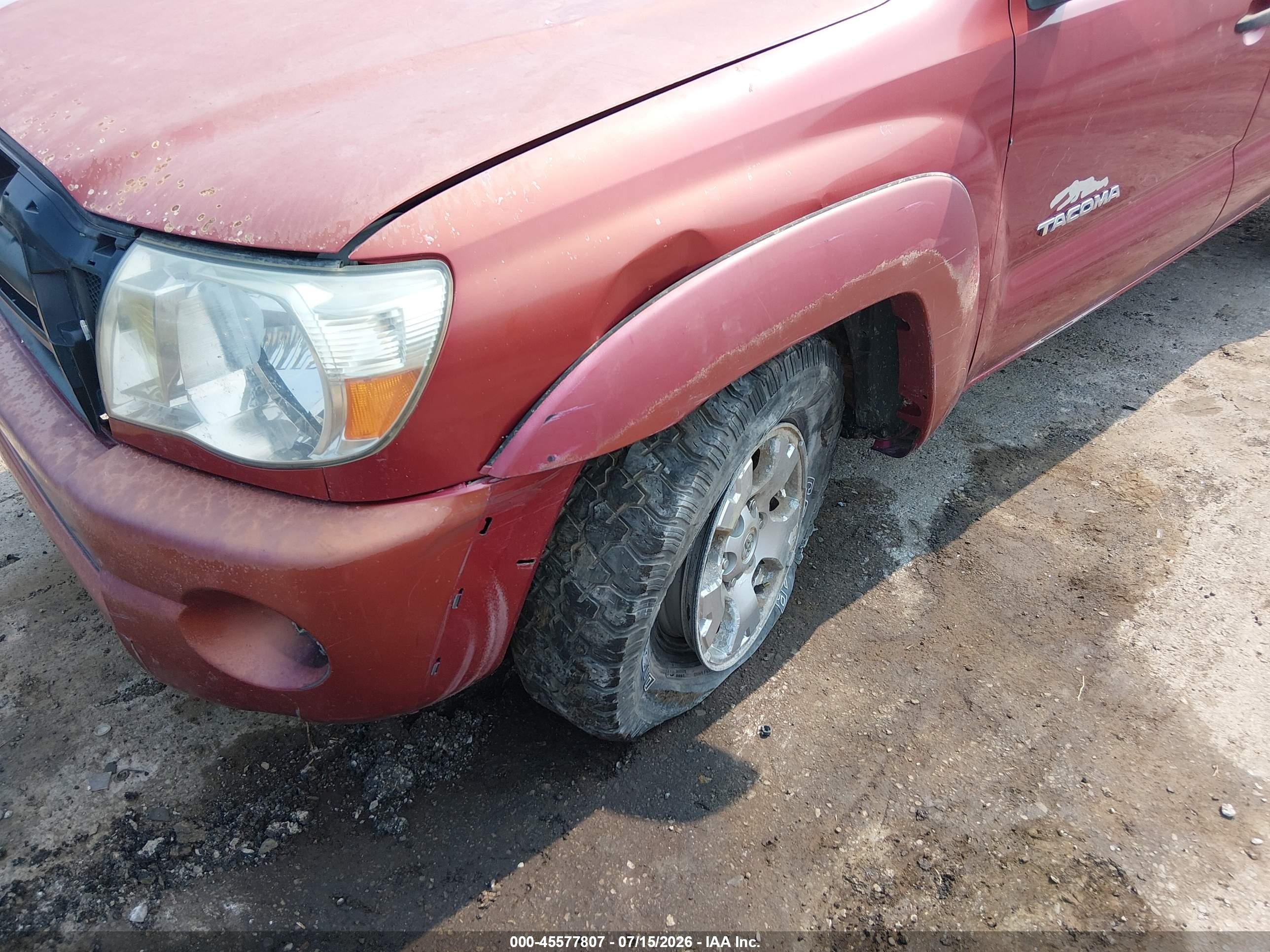 2005 Toyota Tacoma Base V6 Red vin: 5TELU42N35Z118441