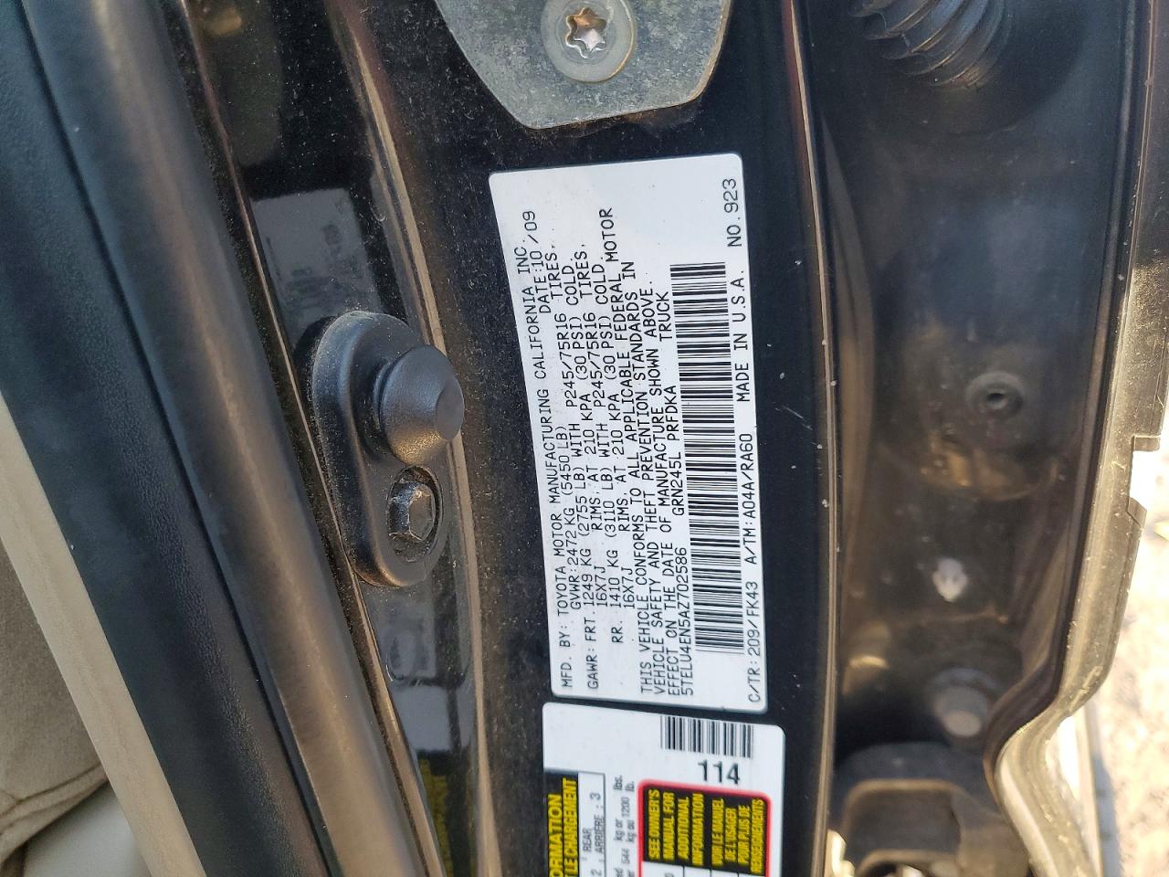 2010 Toyota Tacoma V6 Black vin: 5TELU4EN5AZ702586
