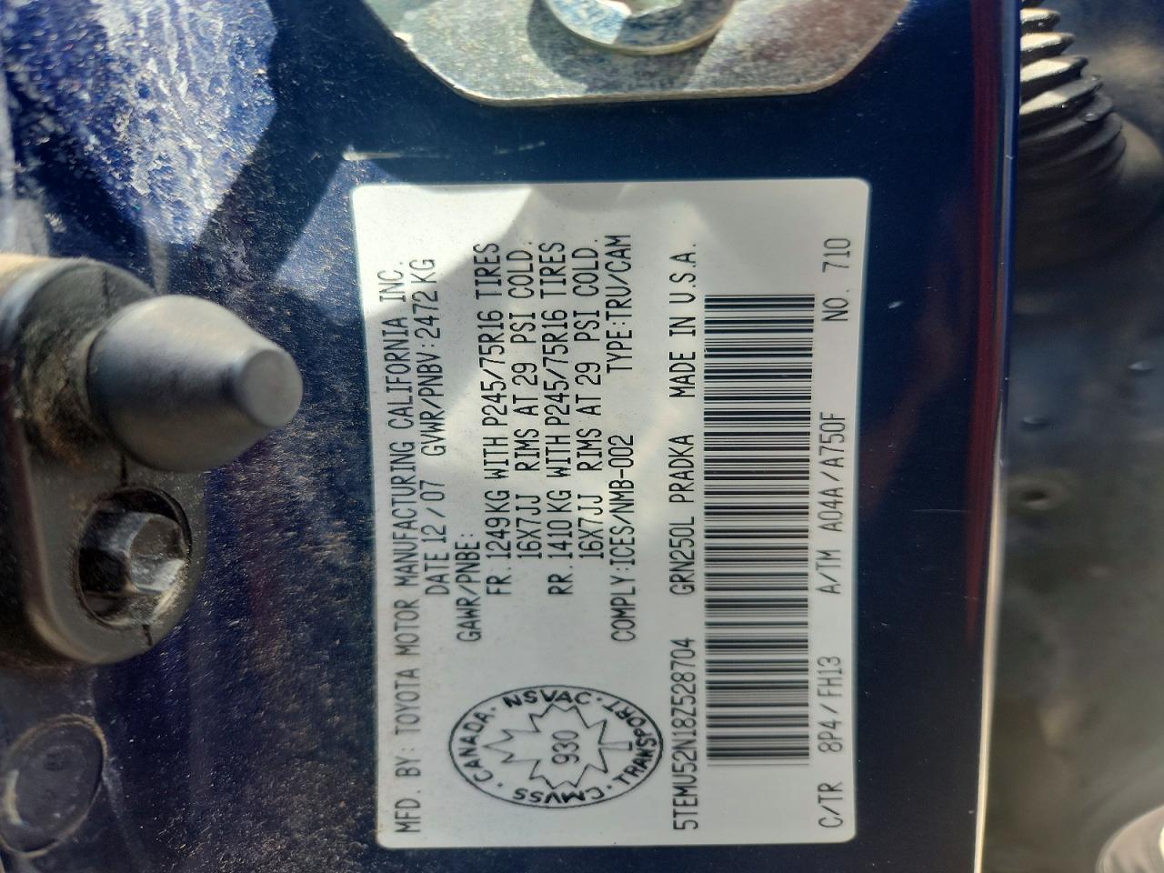 2008 Toyota Tacoma Double Cab Long Bed Blue vin: 5TEMU52N18Z528704